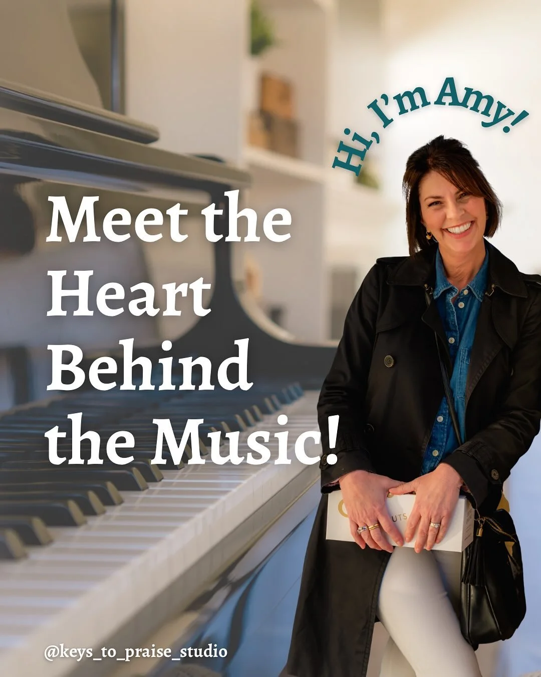 🌟 Hi there! Thanks for being here! 
I’m Amy Elmore, proud owner and piano teacher at Keys to Praise Piano Studio in Anaheim Hills, CA.
I want to take a moment to thank you for being here and share a little bit about my story. 🎹
Born and ra