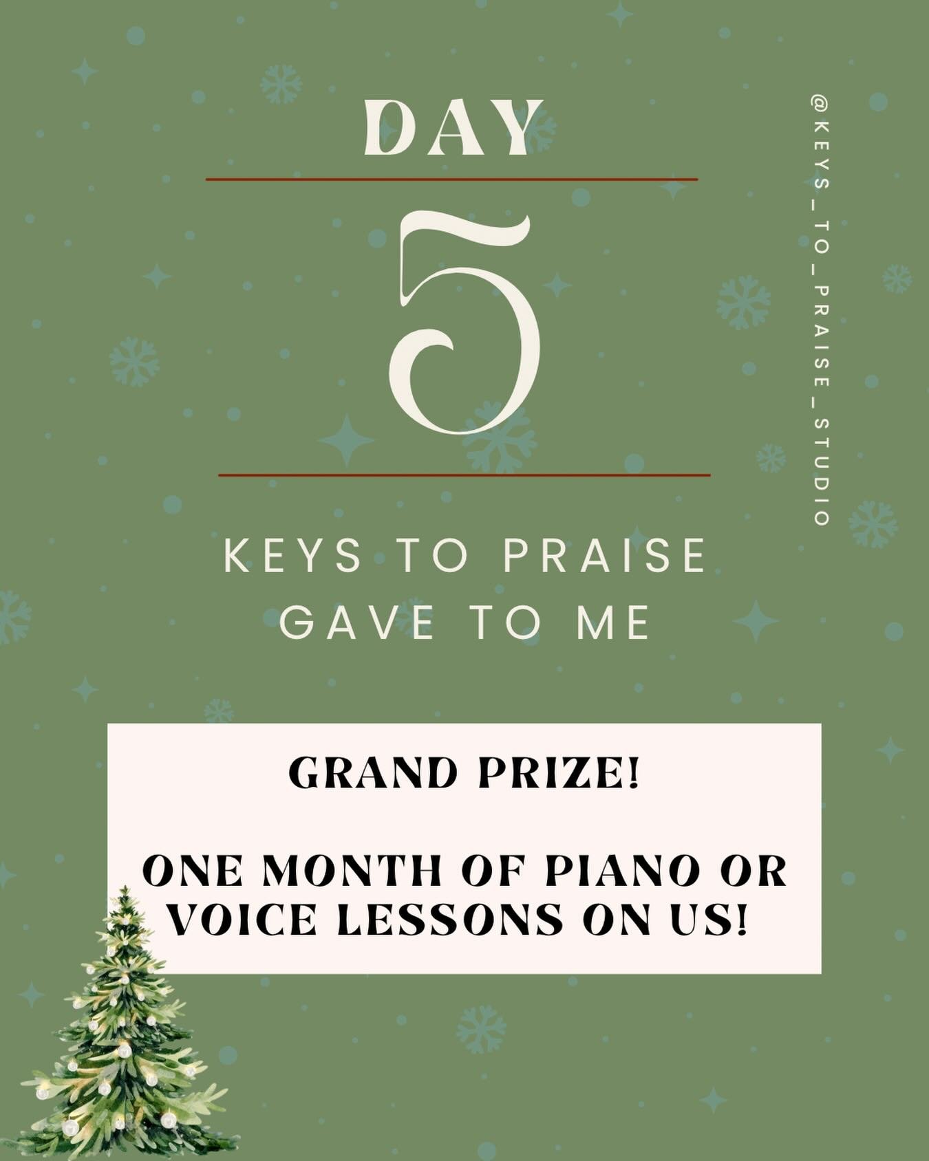🎉 Day 5 - Grand Finale Giveaway! 🎁

It&rsquo;s been a fun week celebrating music and our amazing community!

Today we can&rsquo;t wait to share our biggest prize yet&hellip; 

Grand Prize: One Month of Piano or Voice Lessons on Us! ✨ 

How to enter