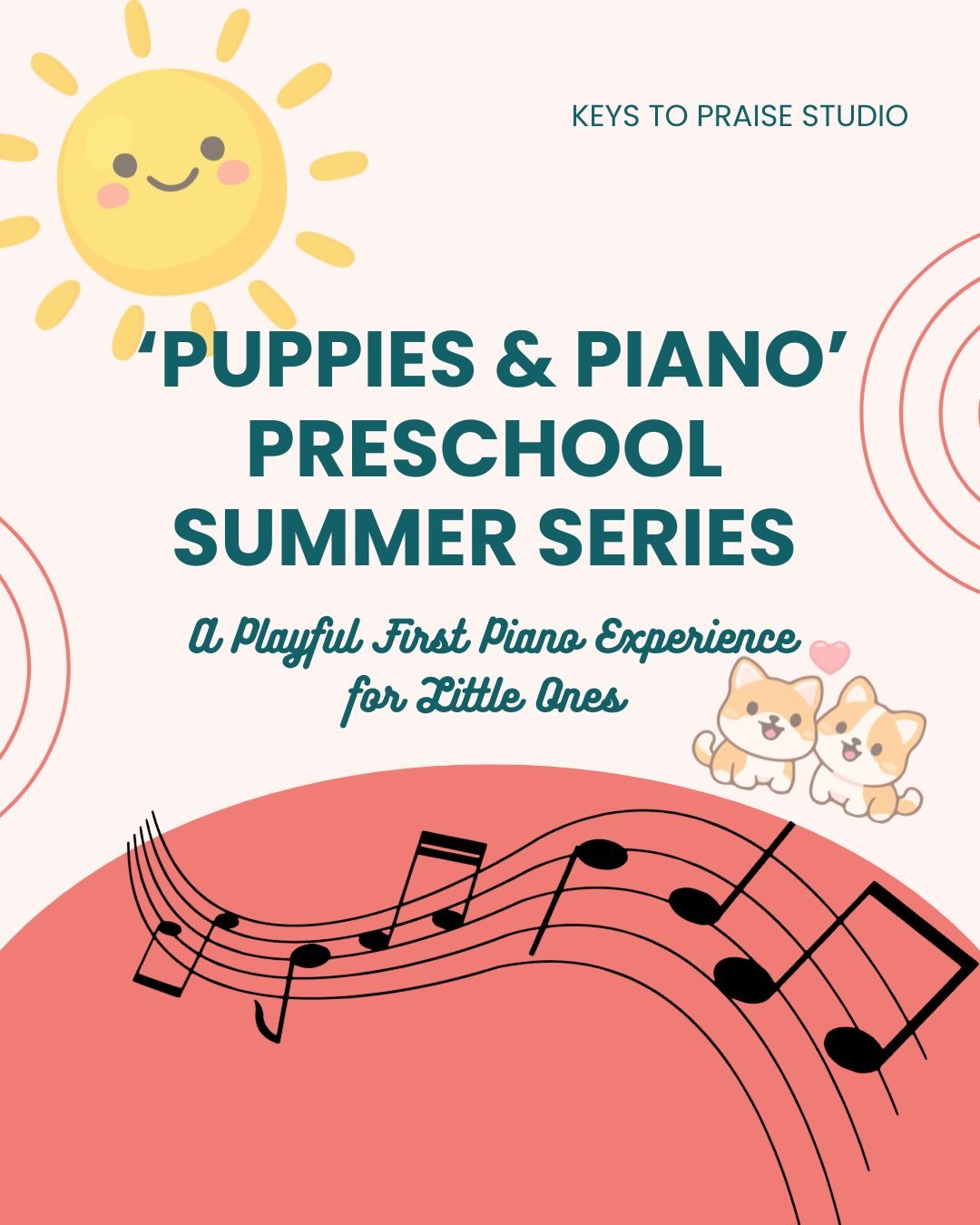 The sweetest little summer class is almost here! 🐾 🎹 

&lsquo;Puppies &amp; Piano&rsquo; is our summer experience for preschoolers:

6-week summer series for ages 4-5, starting first week in June. 

Two class options: 
&bull; Mondays 3:00-3:45
&bul