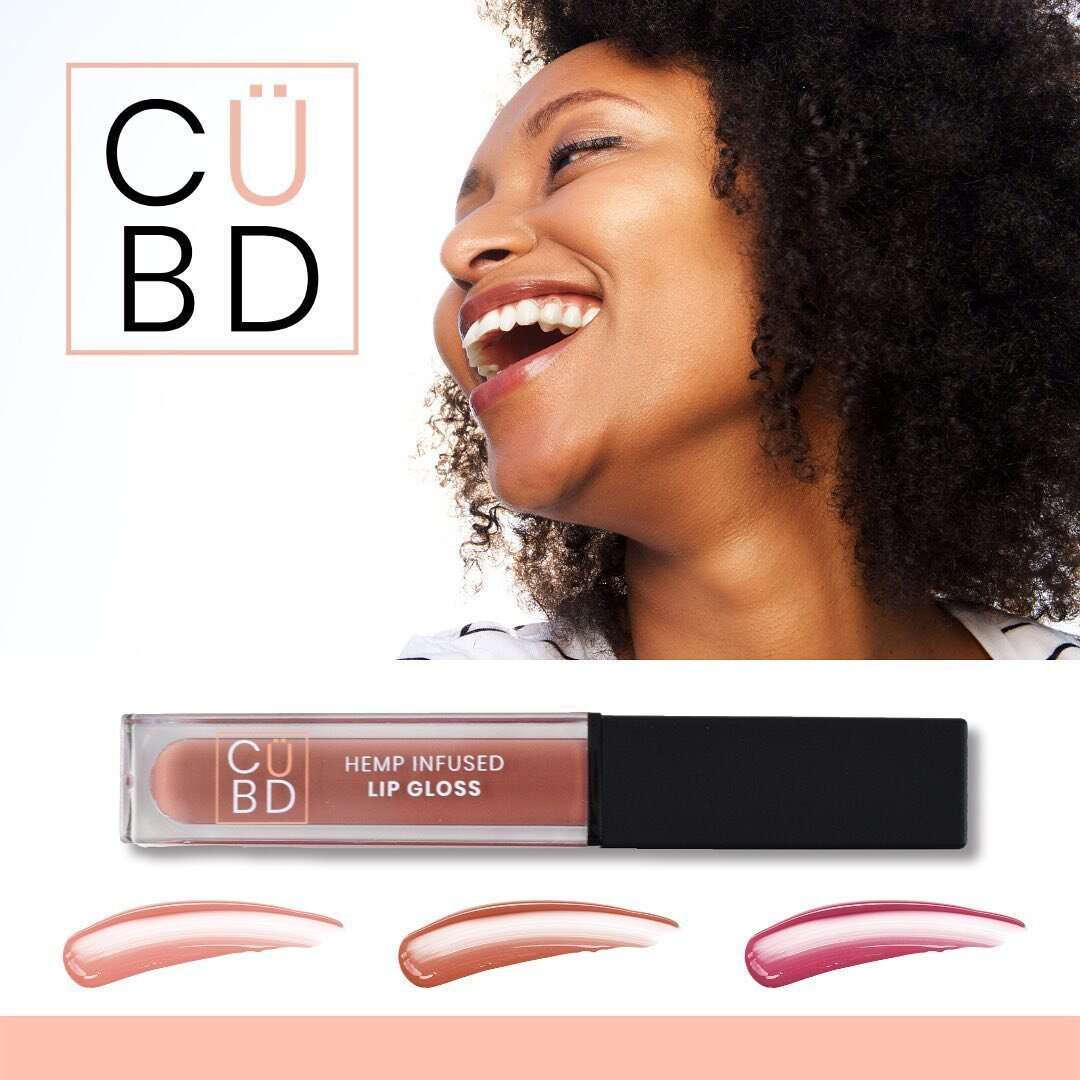 Get luscious lips. CUBD&rsquo;s Lip Gloss has a non-sticky glossy glaze finish and intense lip color pigment. It's also supremely hydrating thanks to hemp, jojoba, avocado, sweet almond, beeswax shea butter and aloe oils. #cubdbeauty #cbdlipgloss #he