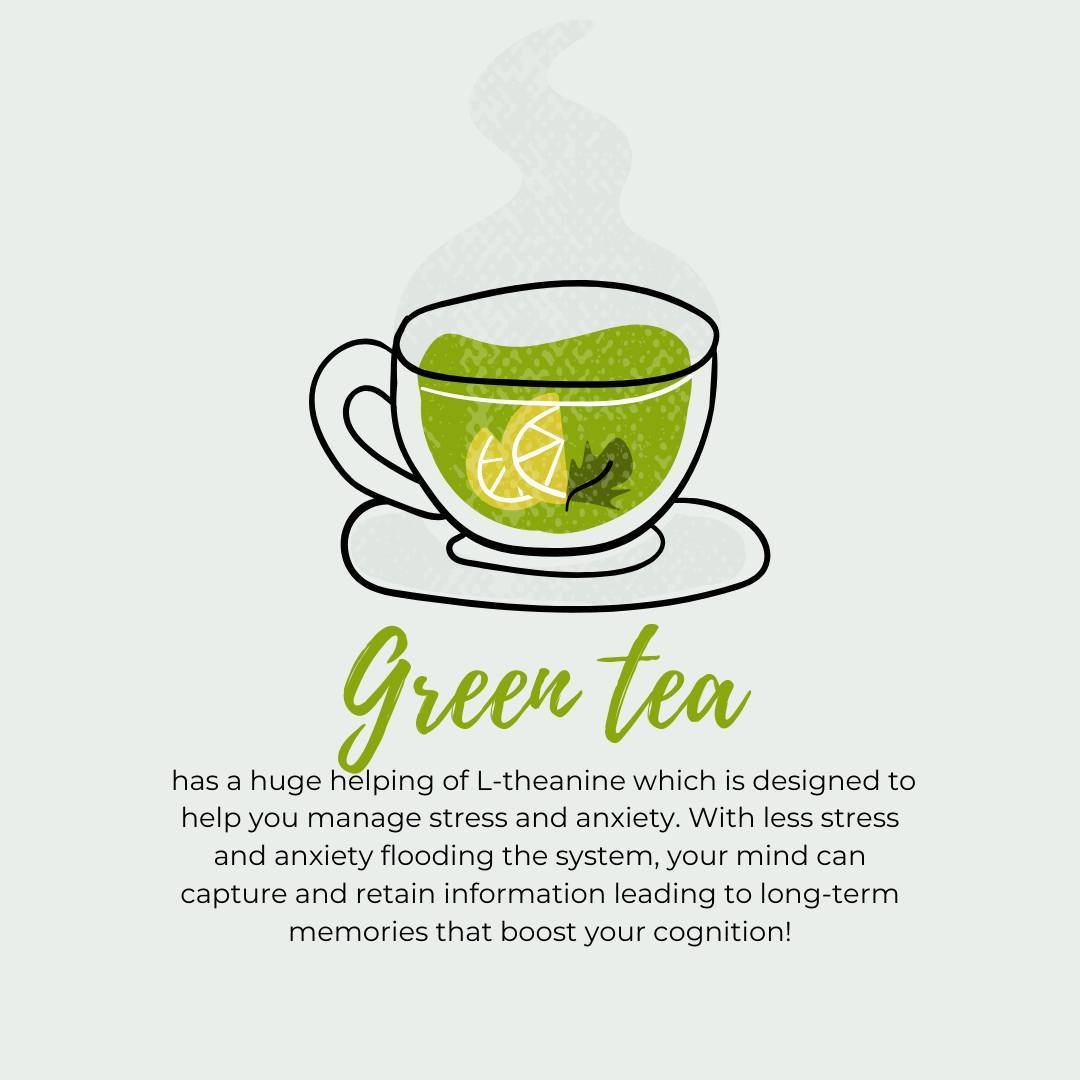 Coffee is one thing, green tea is a whole other beast!

This is packed with a huge helping of L-theanine which helps you manage stress and anxiety!

Less stress and anxiety means your brain has more bandwidth to think about and process all the other 