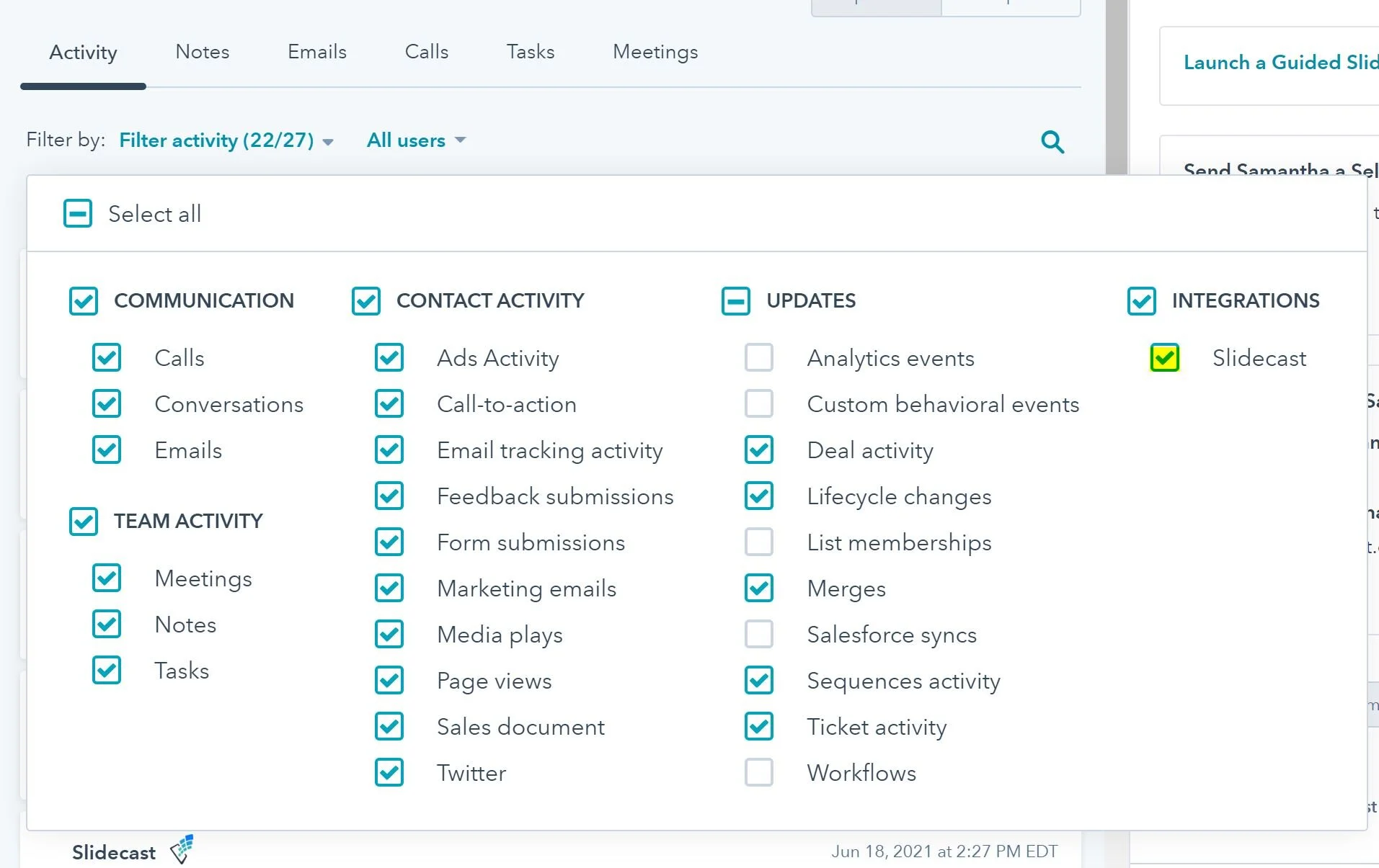 Launch a Guided Slidecast with Contact 