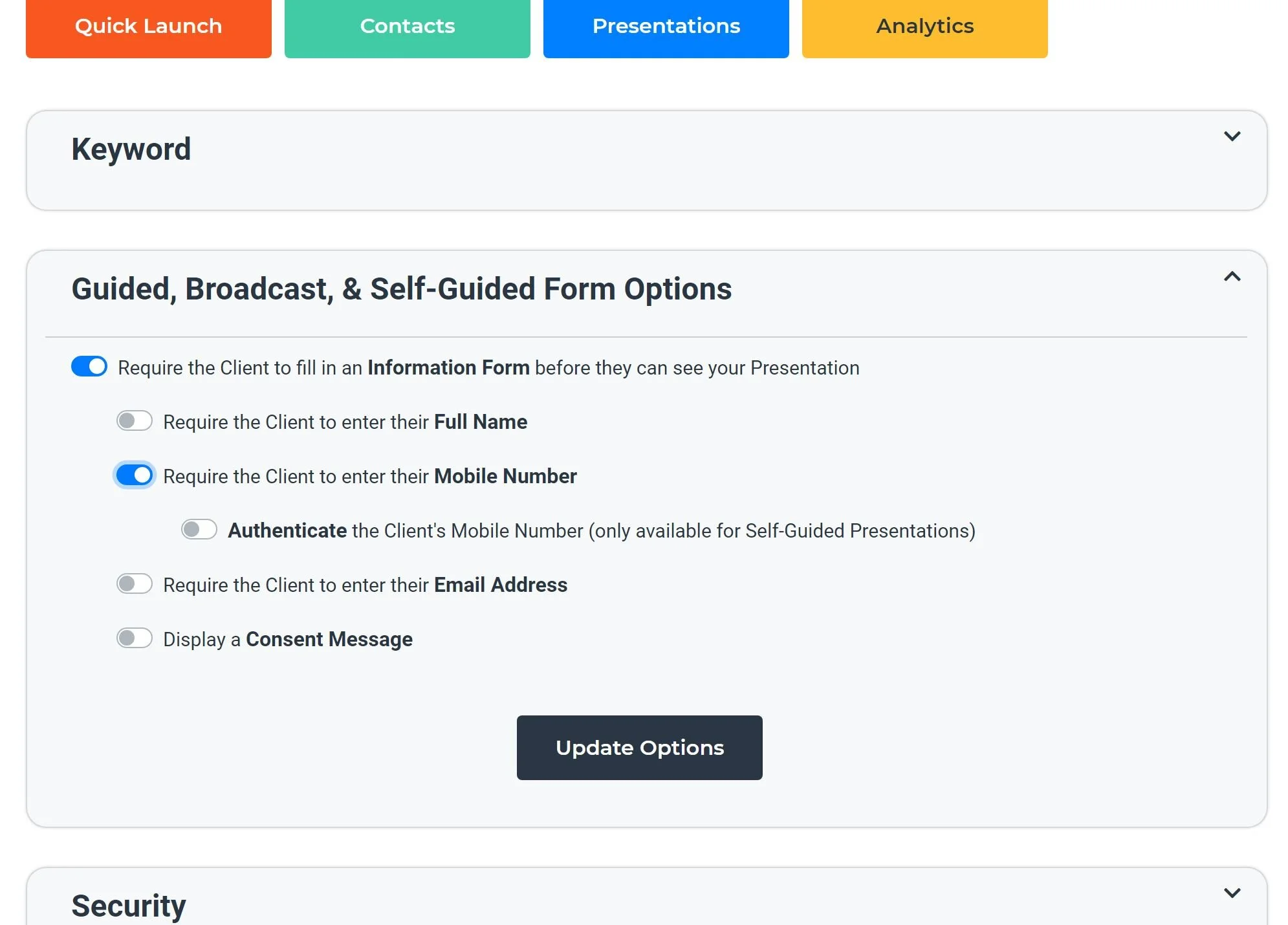 Slidecast form