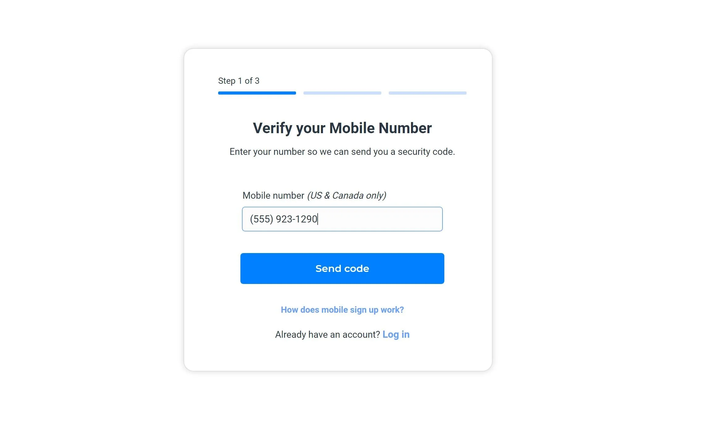 Verify mobile number to install Slidecast app
