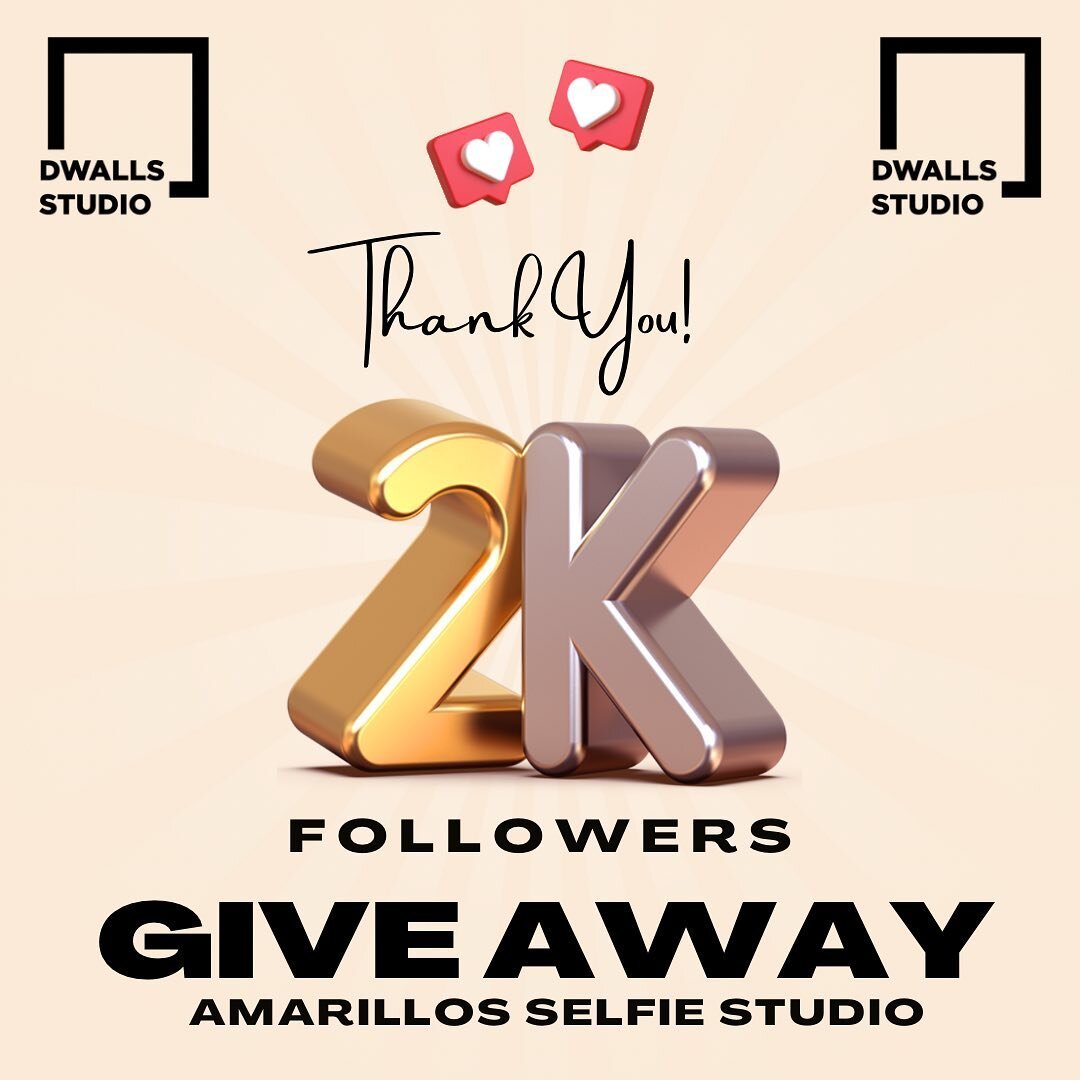 ✨GIVE AWAY✨ 
Help us celebrate 2K Amarillo! Enter for a chance to win (1) PRIVATE PARTY at your local Selfie Studio! You choose the booking date, we give you the Selfies! tables + chairs, music, and up to 20 guest included! 

HOW TO ENTER: 
📸Follow 