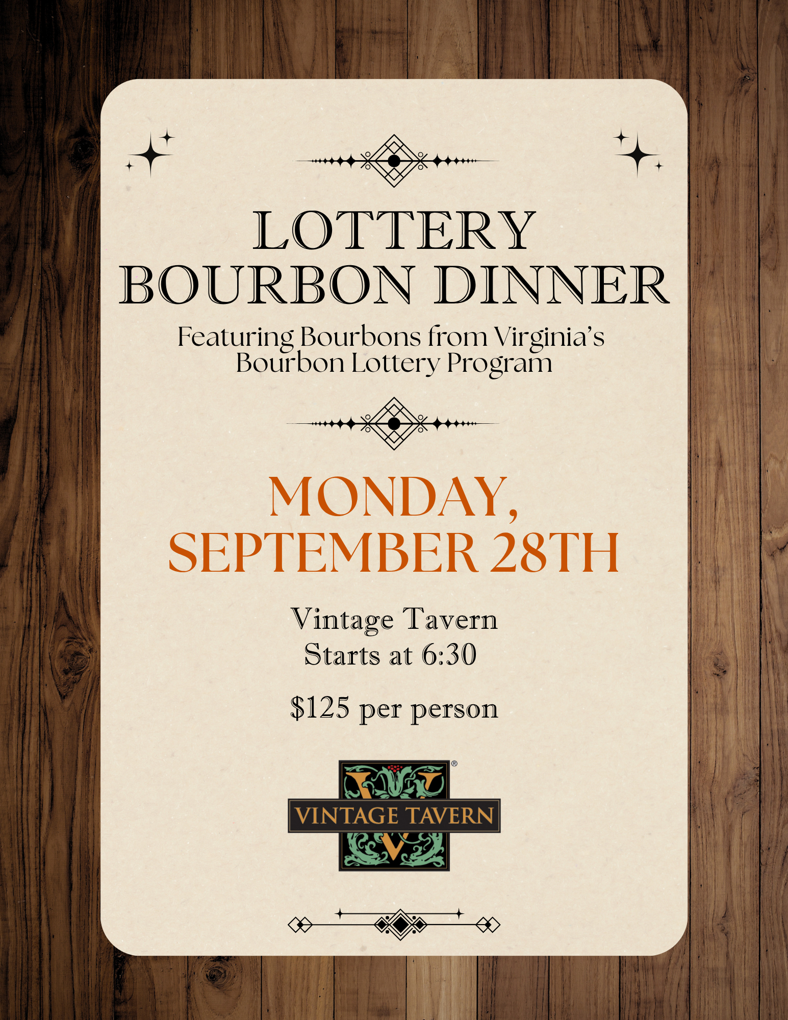 Lottery Bourbon Dinner