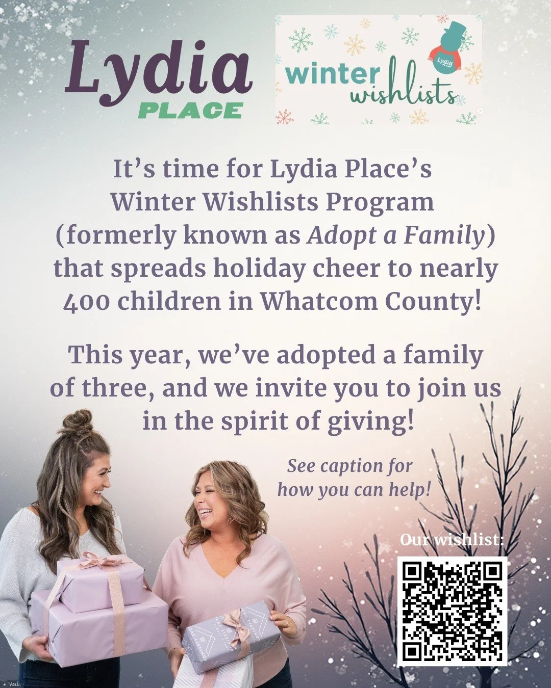 🎁 It&rsquo;s officially Winter Wishlists season with @lydiaplace (formerly known as Adopt-a-Family) and we&rsquo;re excited to spread some cheer to local families in need! ✨

💚 This year, we&rsquo;ve adopted a sweet family of three little ones (age