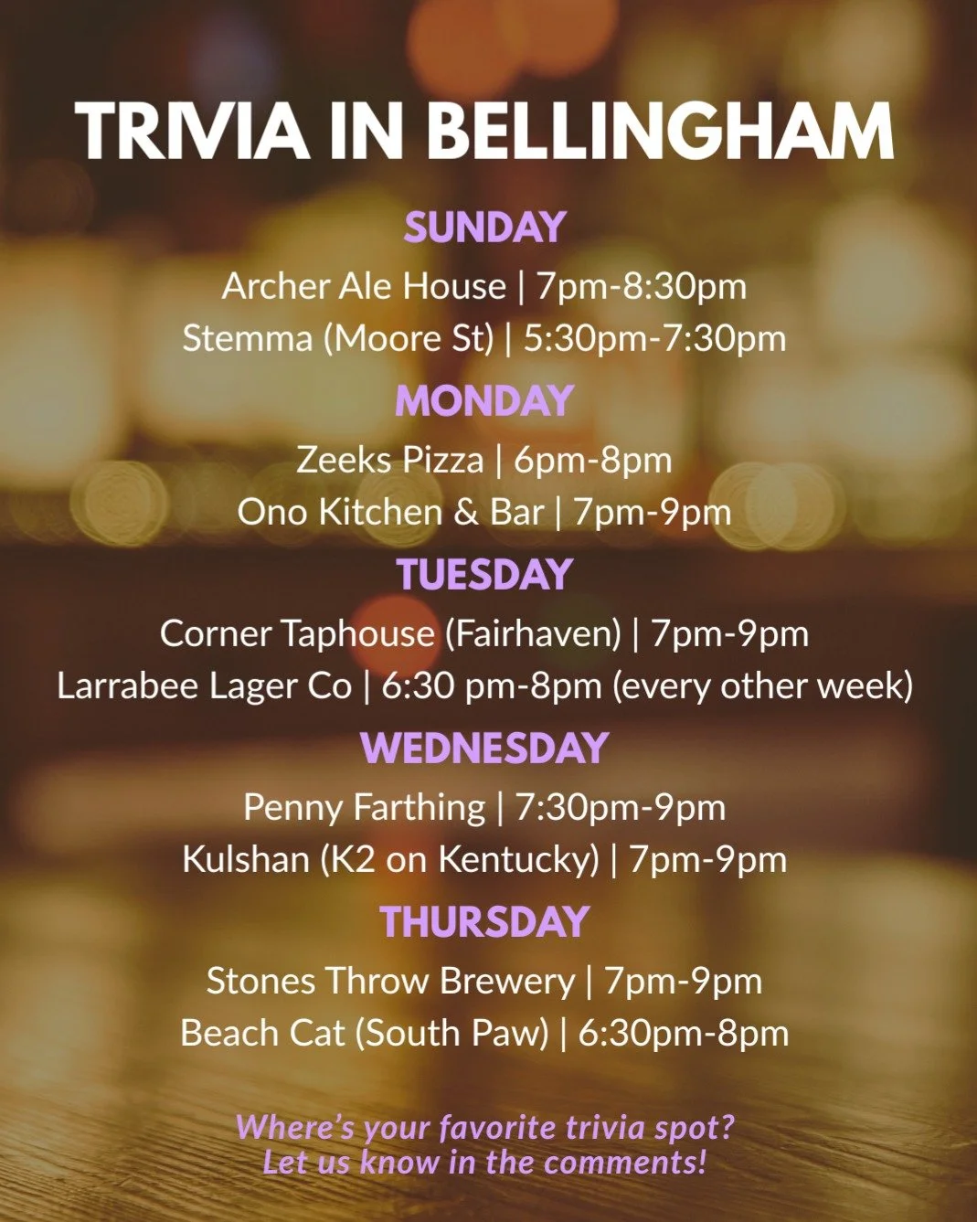Living in Bellingham means you have a LOT of trivia night options! Here are just a FEW spots where you can partake in a trivia night in Bellingham...which ones did we miss?
What's your favorite trivia night to attend? Let us know in the comments!
And