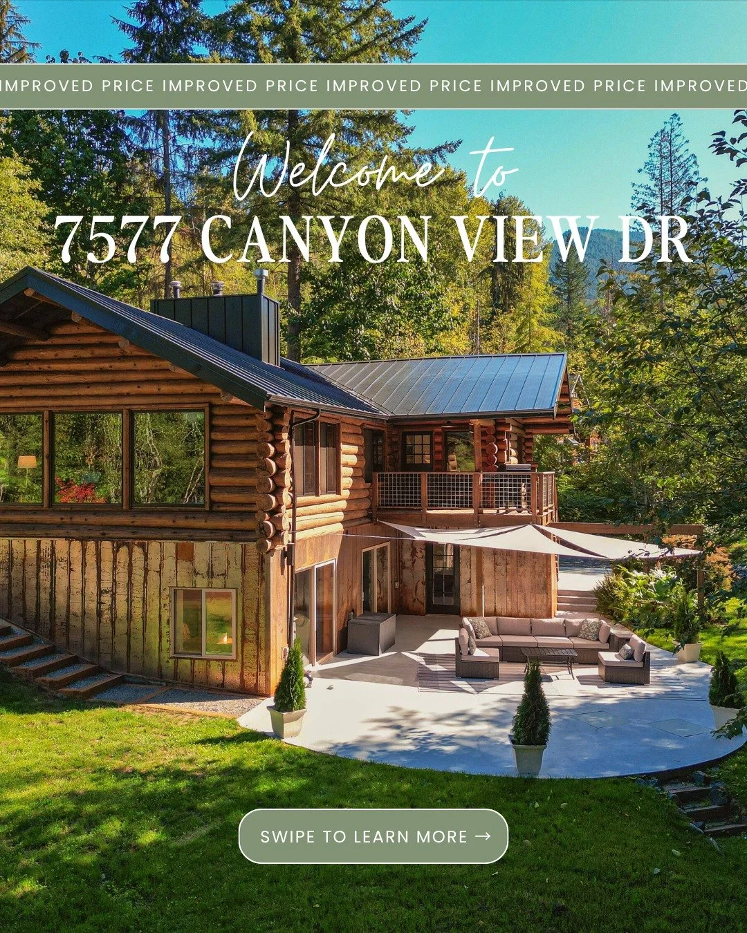 Your luxurious Mt. Baker basecamp just got even more affordable. 🌲🏔️ Now listed at $899,000.

&bull; Fully restored log retreat
&bull; Vaulted ceilings + statement fireplace
&bull; Chef's kitchen built for hosting
&bull; Two private suites
&bull; L