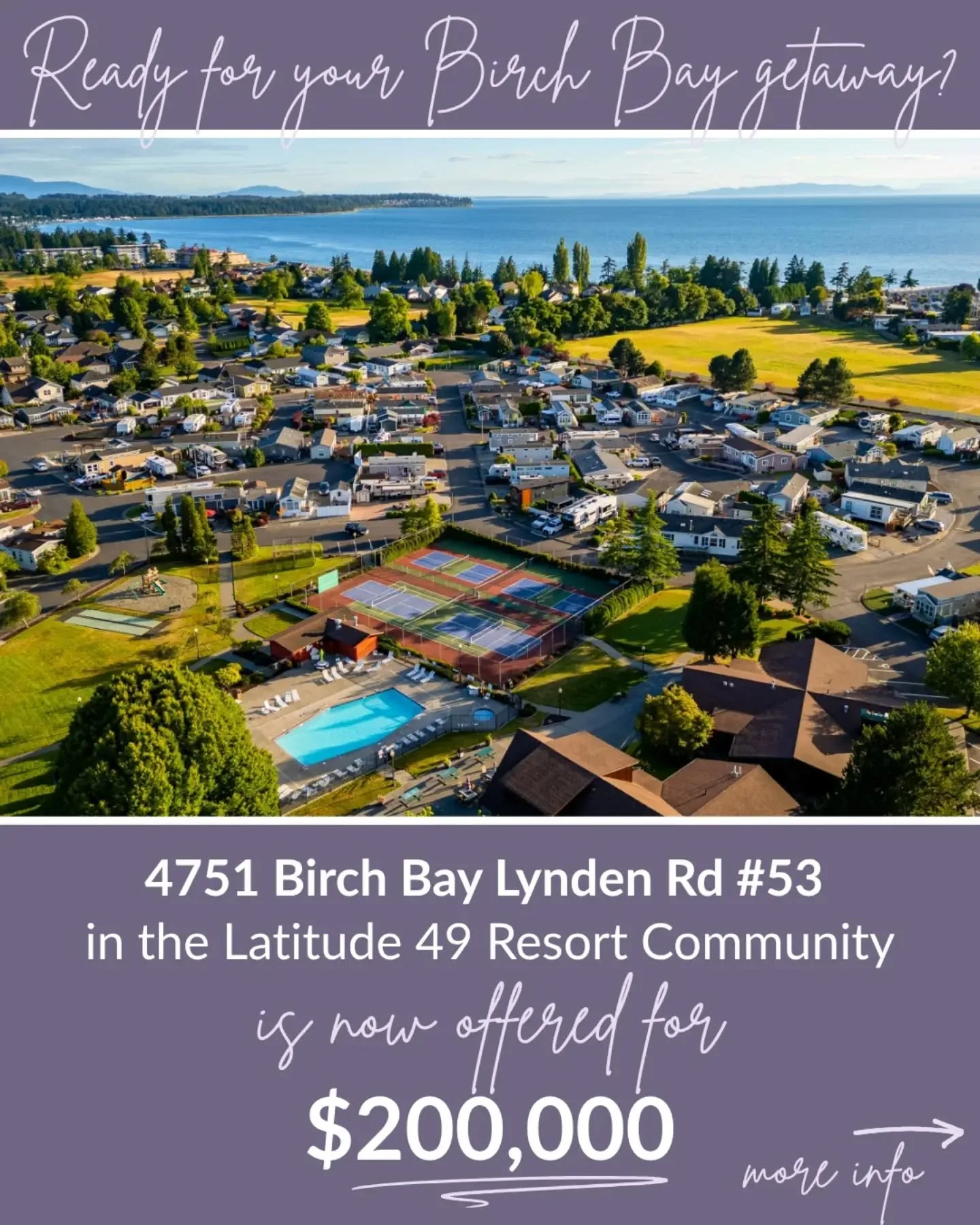 🏡 Resort living is calling... and this one is move-in ready and priced to sell!

If you've been dreaming of an affordable getaway in Birch Bay, this beautifully maintained park model at Latitude 49 Resort Community deserves a look!

✨ Spacious corne