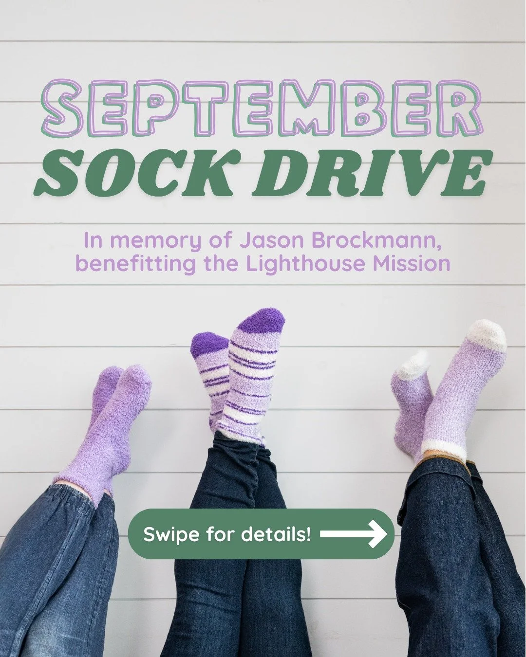 🧦 September is Jason Brockmann Sock Drive month!

We&rsquo;re honored to once again join our client and friend Tammy Brockmann in remembering her son Jason and carrying on his giving spirit by collecting new socks for the Lighthouse Mission. 💜

Las