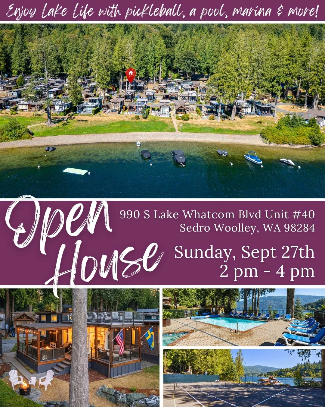 Your turnkey getaway at Wildwood Resort is ready for weekends on the water and summers spent making memories&mdash;not doing maintenance.

OPEN HOUSE Sunday 9/27 from 2pm-4pm
📍 990 South Lake Whatcom Blvd #40, Sedro Woolley WA

✨ Sleeps 6+
🌅 Roofto