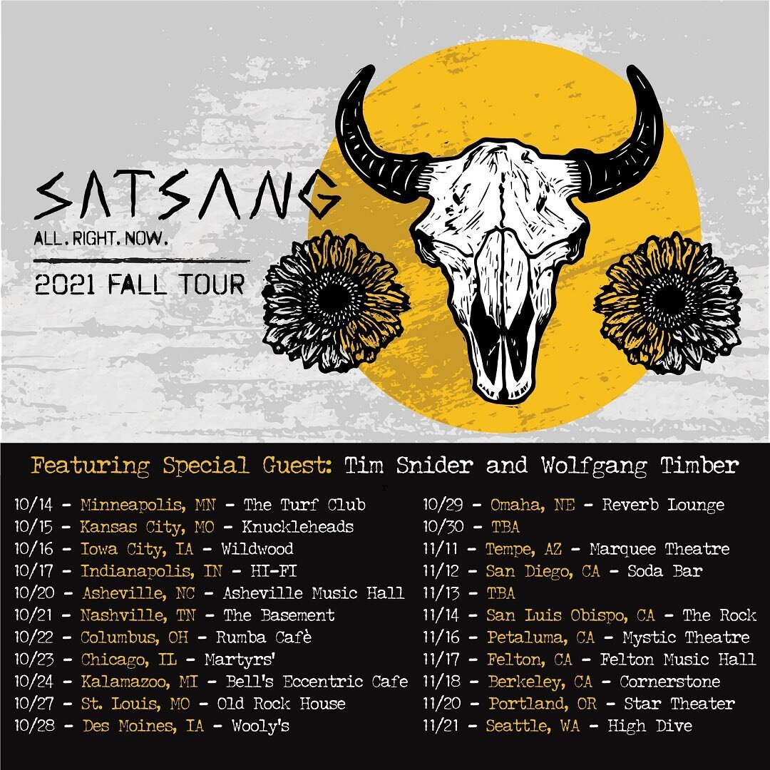 Excited to announce that Tim Snider &amp; Wolfgang Timber will be opening up for Satsang&rsquo;s 2021 Fall Tour!! 

Also, check out Satsang&rsquo;s new single From and I Go featuring some fiddle by  yours truly :)

Tickets links at timsnidermusic.com