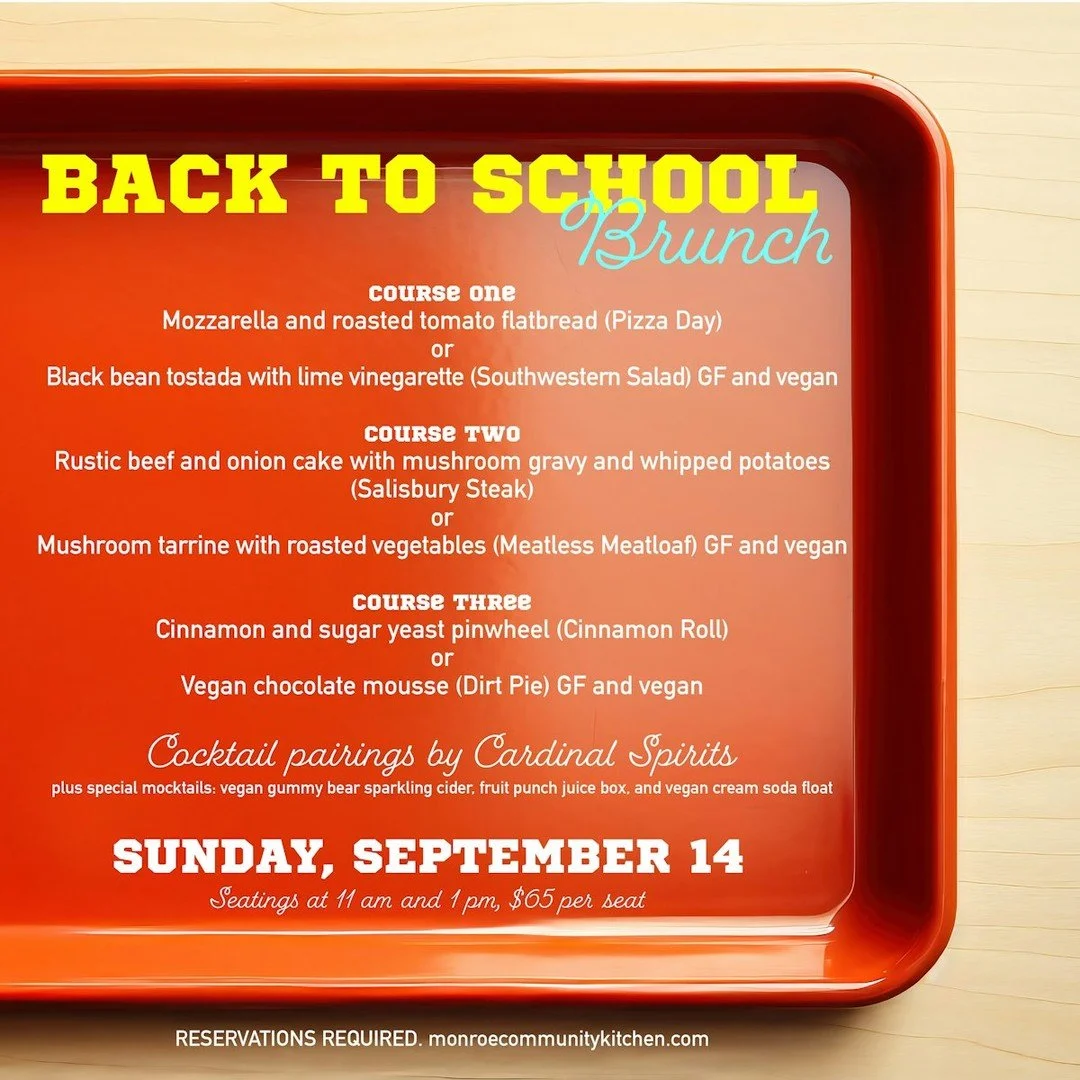 School is back in session and we have those &quot;back to school&quot; feels. Come, join us for our Back to School brunch on Sunday, Sep 14th here at Community Kitchen.  This all-inclusive three course brunch supports Community Kitchen hunger relief 