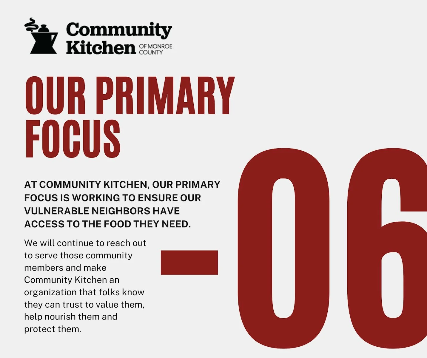It's Values Tuesday. This is the 6th and final piece of Community Kitchen's Values Statement. We found it fitting to take some time to put to words the values we hold to when conducting our services. And we wanted to share those with you.

&quot;At C