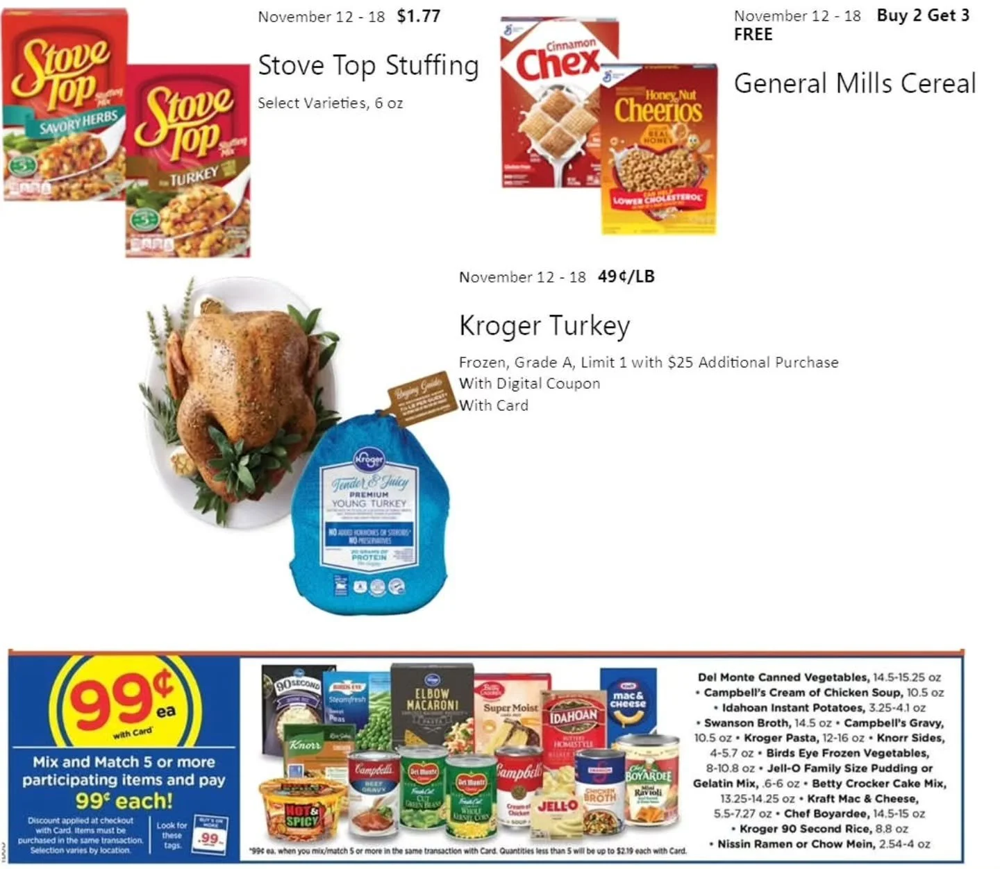 It's Food Drive Day!
There are many things on sale at Kroger, that we need at Community Kitchen for Thanksgiving or our Backpack Buddies program. Shop these deals and help us out!

An easy way to do that is to shop at Jackson Creek Kroger TODAY, Nov 