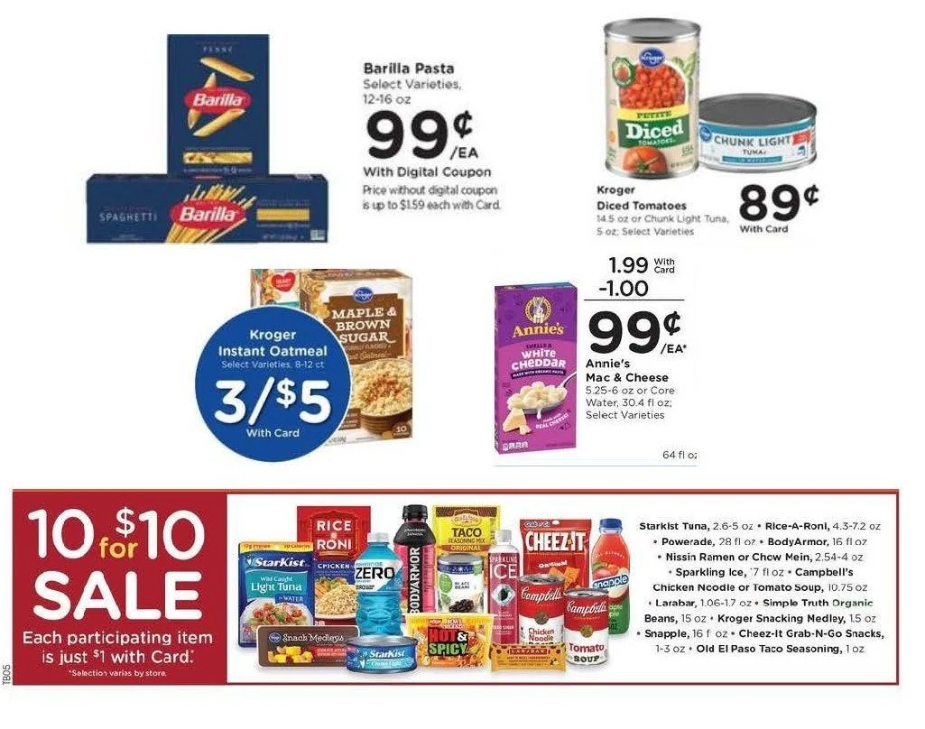 These are items on sale this week, today-Jan 27th, at Kroger. Each of these items is useful in our dinner meals or for Backpack Buddies. All donations can be dropped off at our main facility at 1515 S Rogers St from 8am-630pm, Mon-Fri and 11am-630pm 