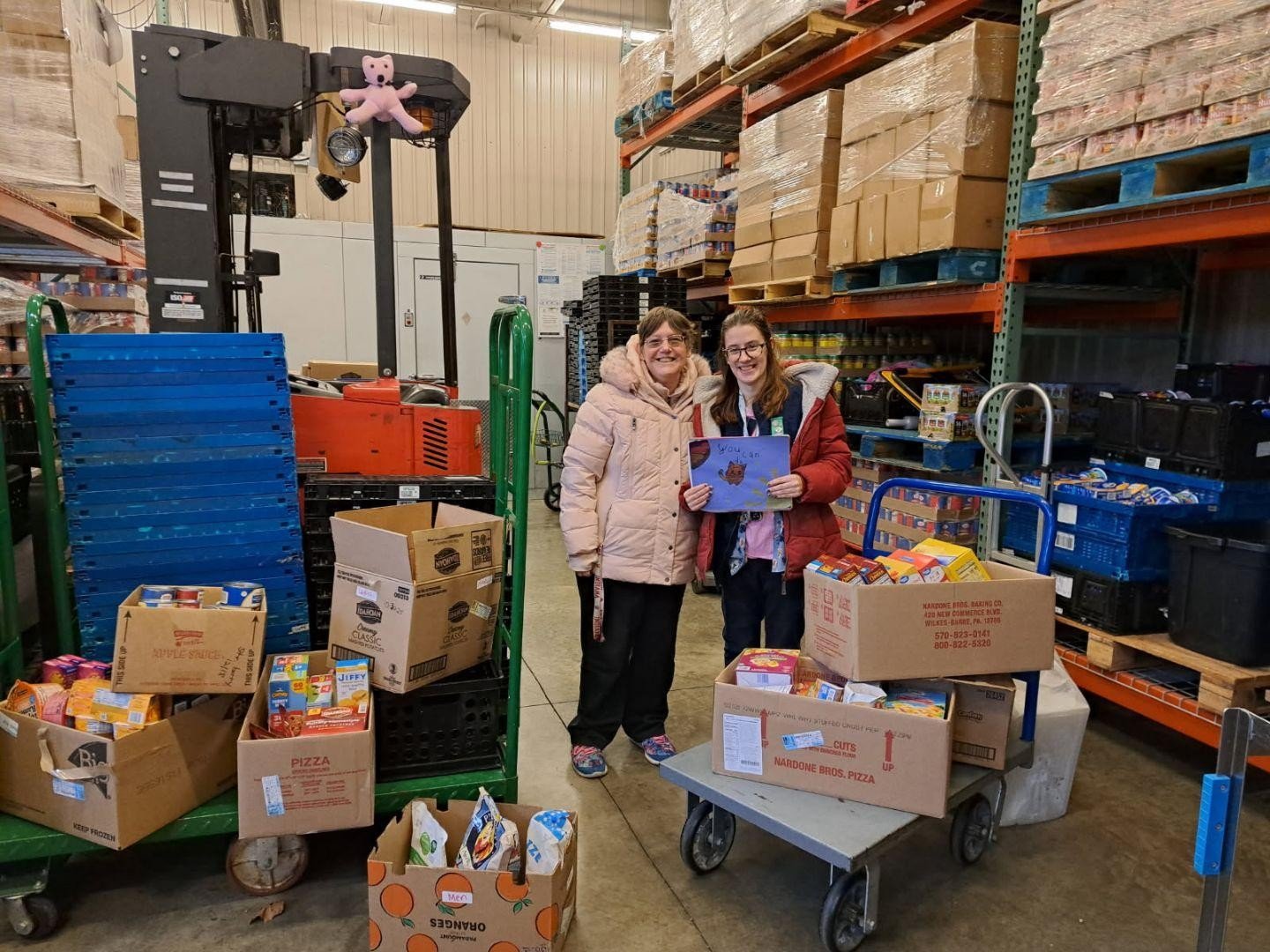 Earlier this month, we had some help from local Girl Scouts when they organized a food drive and then delivered the food to us. Several Girl Scout troops participated, with Troop 02313 coordinating and leading the drive. Thank you to Allison &amp; Ch
