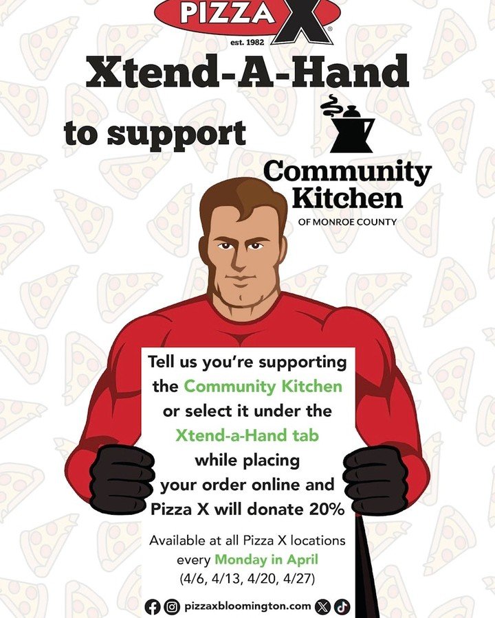 No matter what you&rsquo;ve got going on today&hellip; you&rsquo;re probably gonna be hungry🍕👀 

If you&rsquo;re ordering Pizza X online, don&rsquo;t forget to select Community Kitchen under X-Tend-a-Hand. 20% of your order creates a real impact!

