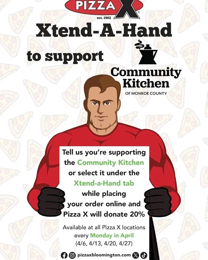 Last Pizza X Monday of the month 🚨🍕

One more chance to turn your meal into support for Community Kitchen. Remember to select us under X-Tend-a-Hand, if ordering online. 20% goes back to the people we serve. 

#dineanddonate  #hungerendshere  #food