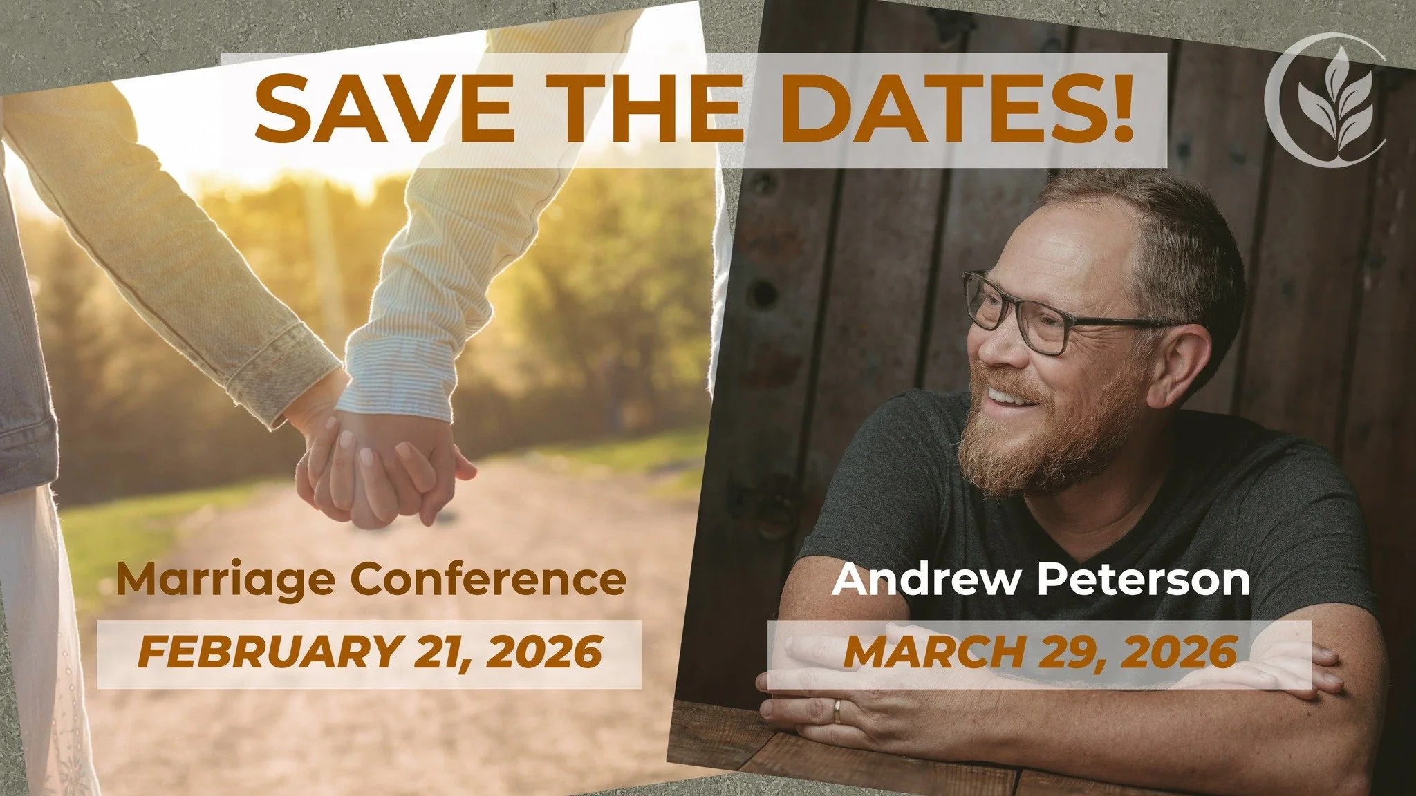 SAVE THE DATES! 📆We have some exciting events coming in 2026!

We have a One-Day Marriage Conference on February 21 &amp; we'll have Andrew Peterson in Concert March 29... we are so excited!!

More info to come soon😍
