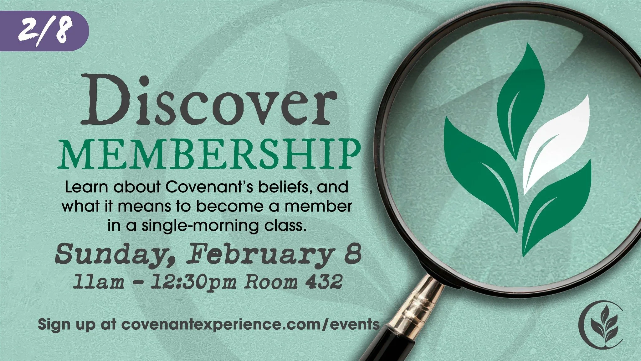 Get to know Covenant through our Discover Classes! 

In our three sequential Discover classes you have the opportunity to explore Covenant Church. You start with Discover Mission, then have a chance to Discover Membership, and the last is Discover Mi