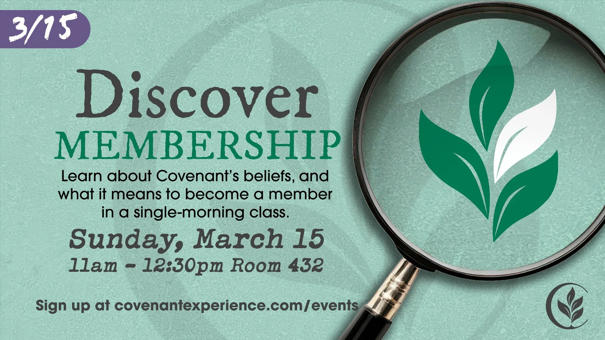Get to know Covenant through our Discover Classes! 

In our three sequential Discover classes you have the opportunity to explore Covenant Church. You start with Discover Mission, then have a chance to Discover Membership, and the last is Discover Mi