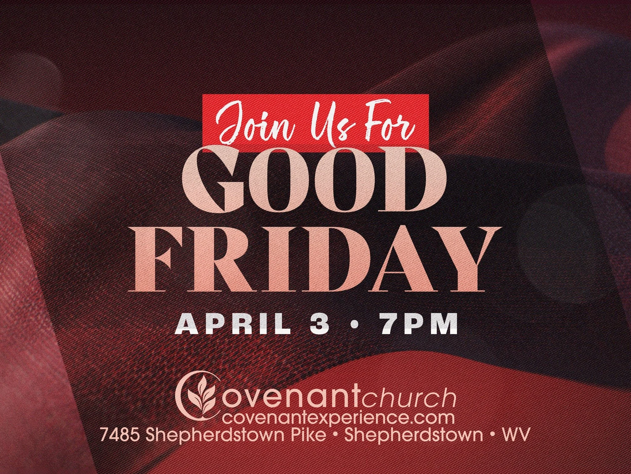 Join us for Easter Weekend, April 3rd&ndash;5th!

We&rsquo;ll remember Jesus&rsquo; sacrifice with a Good Friday Service on Friday at 7 PM. On Saturday, Covenant Kids will host a community Easter Egg Hunt.

Then on Sunday, we&rsquo;ll celebrate our r