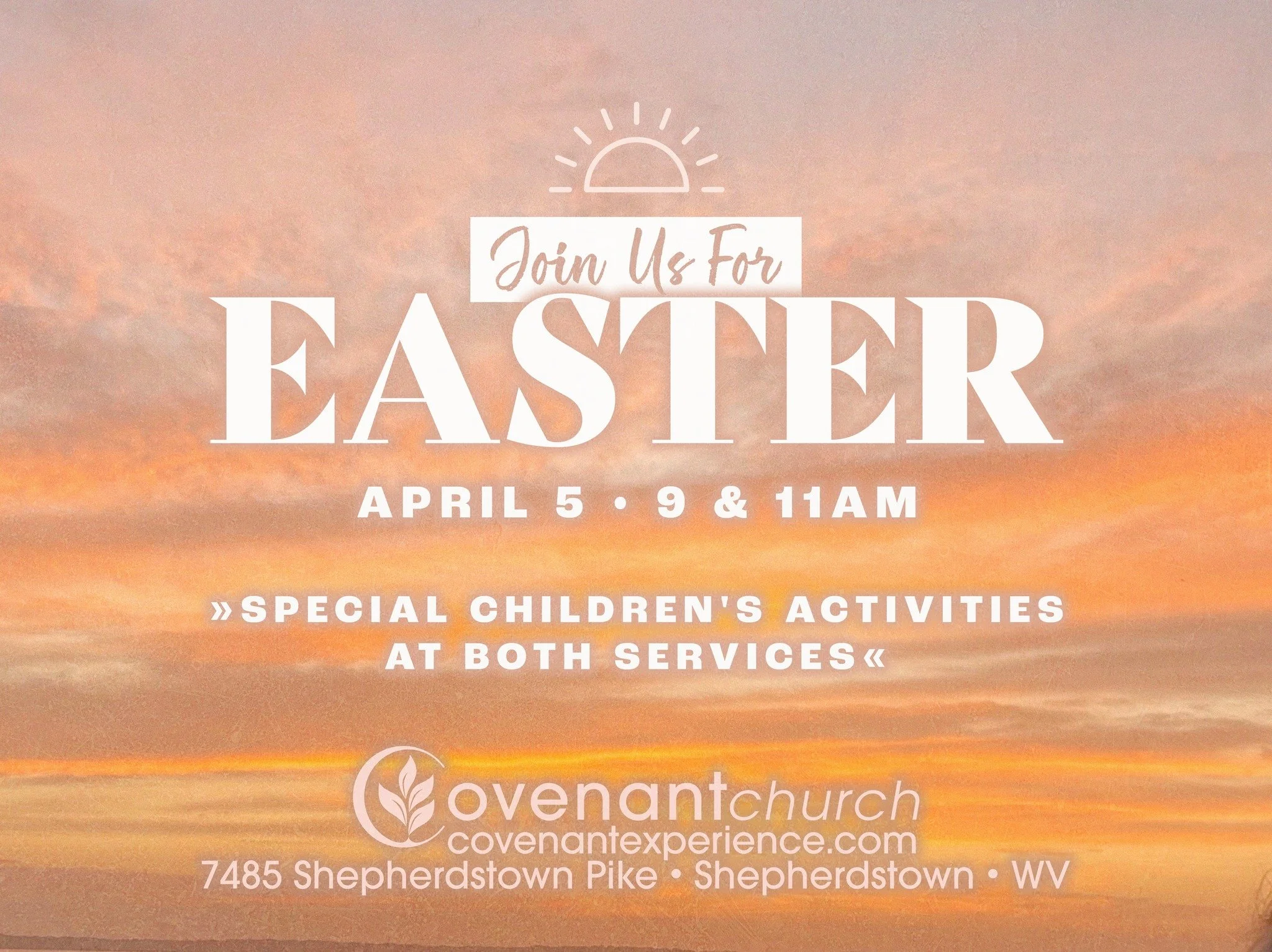 Join us for Easter Sunday tomorrow at 9AM or 11AM as we celebrate our risen Savior!

Covenant Kids will also have special interactive services featuring music, actors, and crafts. We can&rsquo;t wait to celebrate with you!