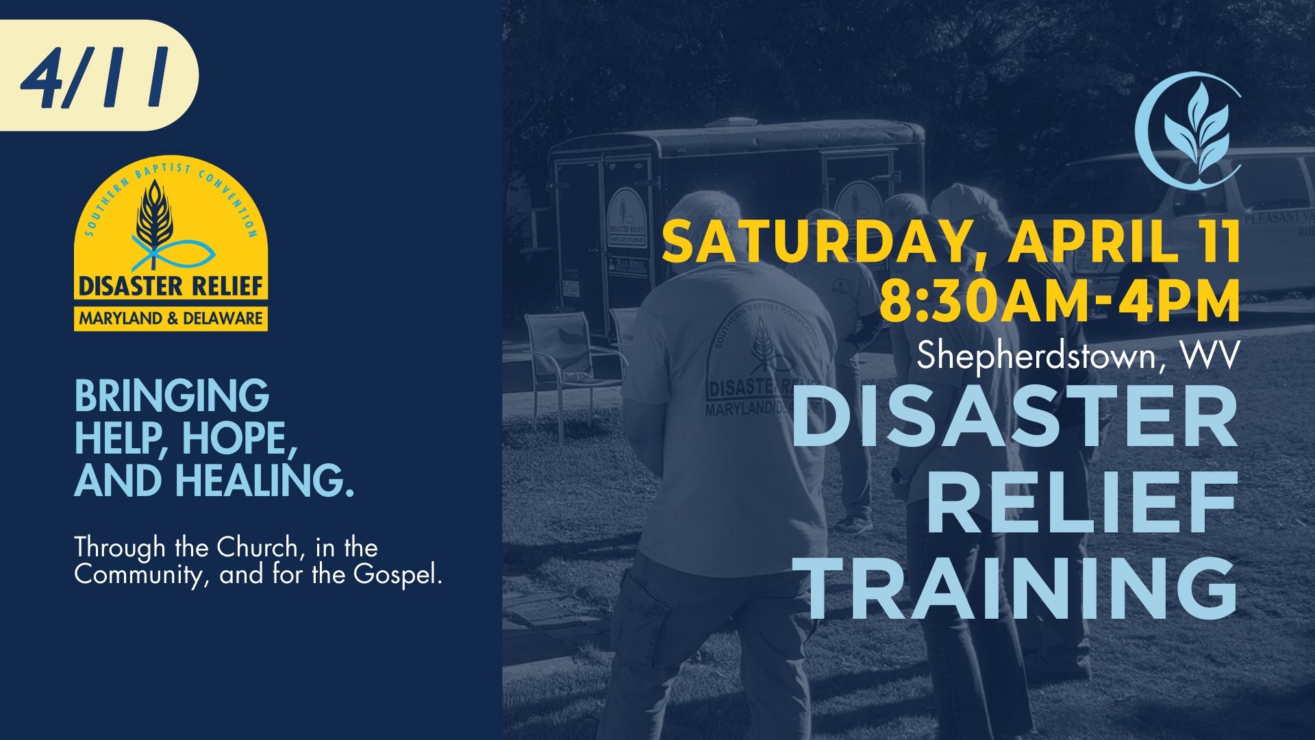 Disaster Relief Training will be held at Covenant on Sunday, April 11, 8:30am-4pm. 

This training is part of the ongoing effort to recruit new volunteers, expand regionally, and continue growing BCM/D Disaster Relief. We desire to add new volunteers
