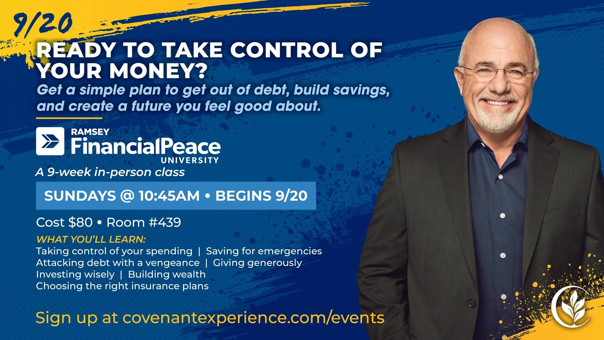 What if your money could stop stressing you out?

Debt. Spending. Saving. Planning for the future.

You don&rsquo;t have to figure it all out alone.

Financial Peace University gives you a simple plan to take control of your money&mdash;and build a f