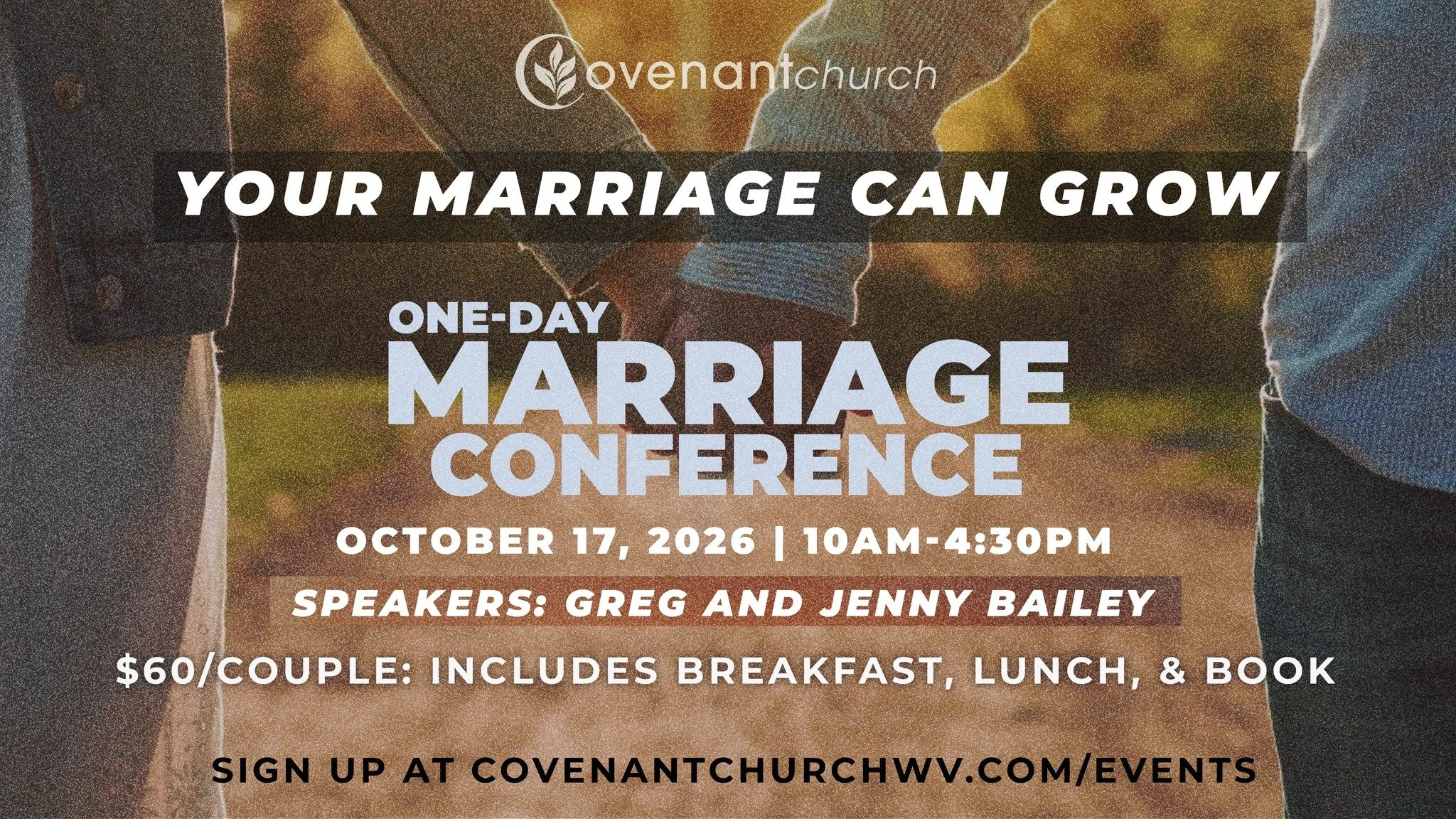 Your marriage can grow. ❤️

Every marriage goes through seasons. Whether you&rsquo;re feeling connected, stuck, or somewhere in between, you don&rsquo;t have to navigate it alone.

Join us for a One-Day Marriage Conference designed to help you streng