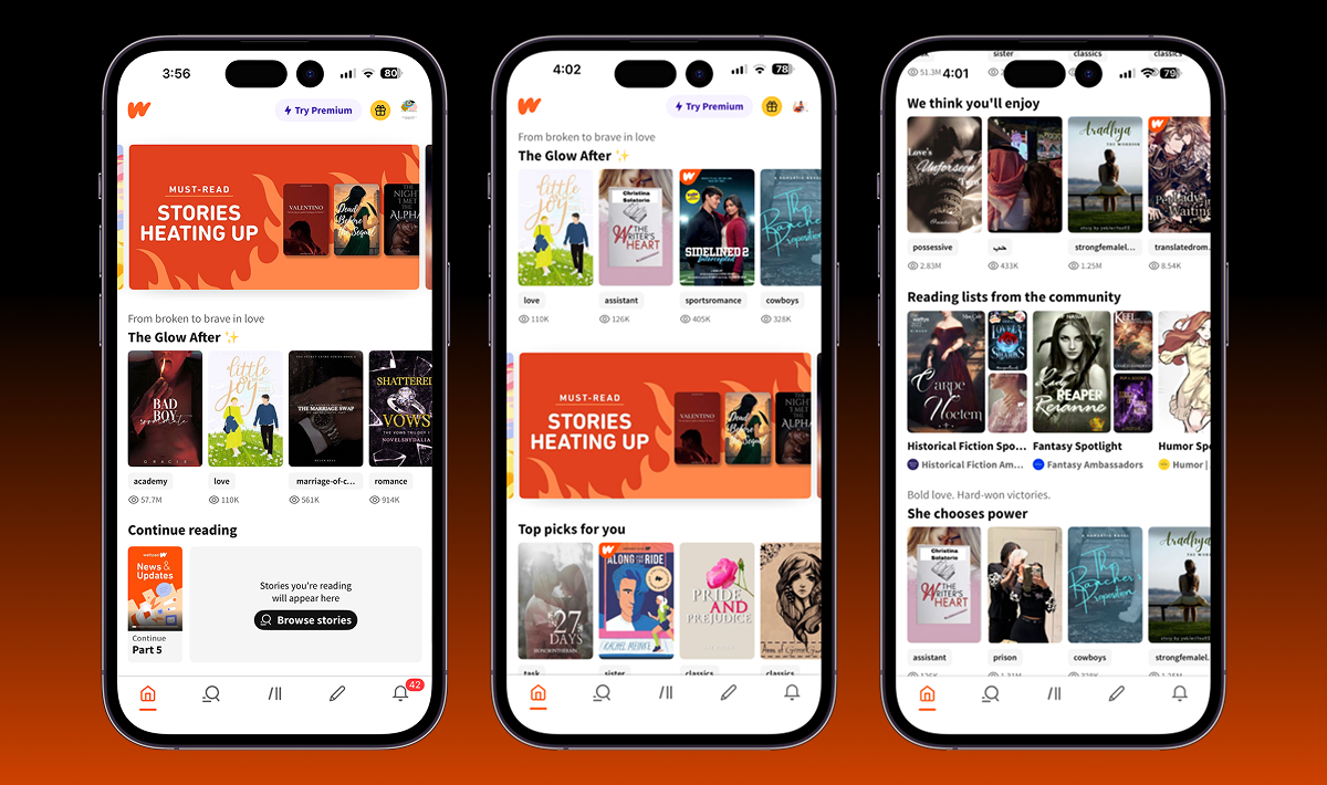 Wattpad Home Redesign: flexible layout