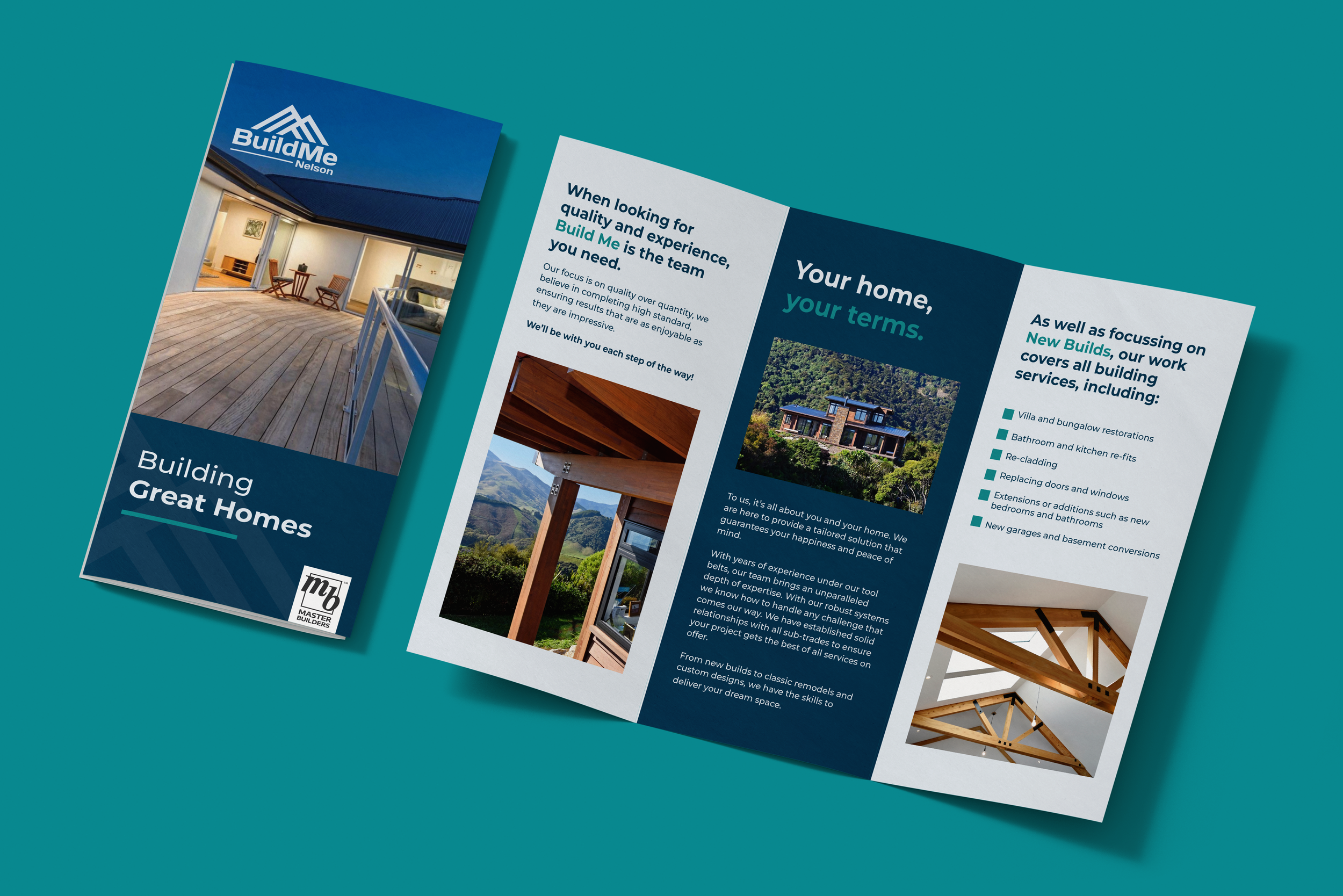Pamphlet design for a building and renovation business