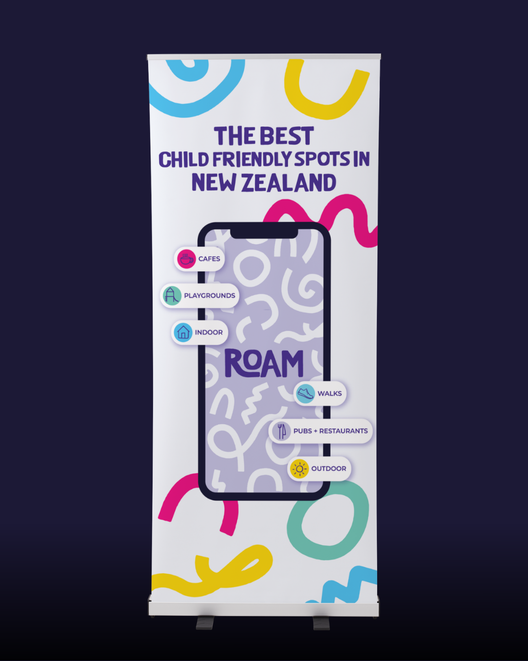 Roam with kids pull up banner design