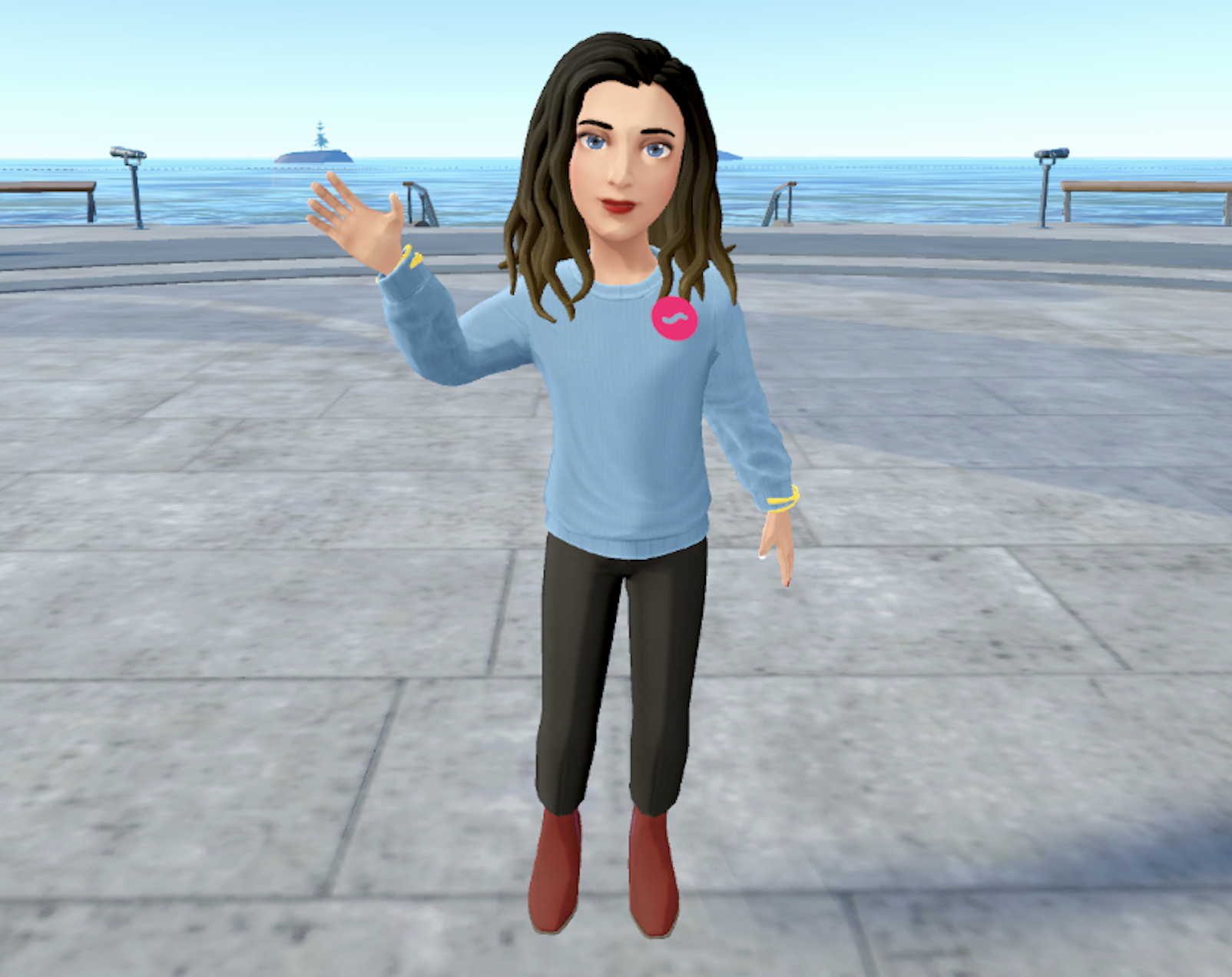 Tanya Macramalla's avatar waving in the Wavemakers Virtual Campus.