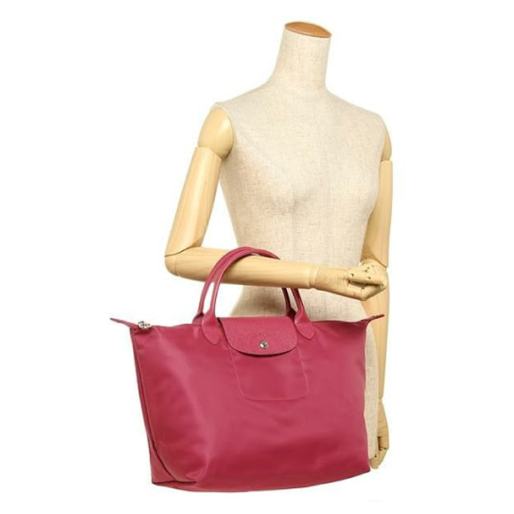 Longchamp Le Pliage Neo Large Nylon Tote Shoulder Bag ~NEW~ Raspberry