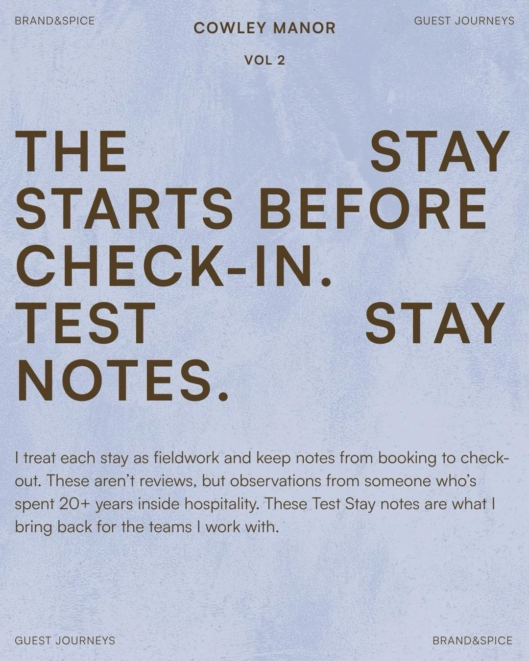 Yesterday I shared the design details that lit up my imagination at @cowleymanorexperimental Nonetheless, the mood started at the front desk.

Cristina from the FO team greeted us like we were her first guests of the day - full energy, fully present,