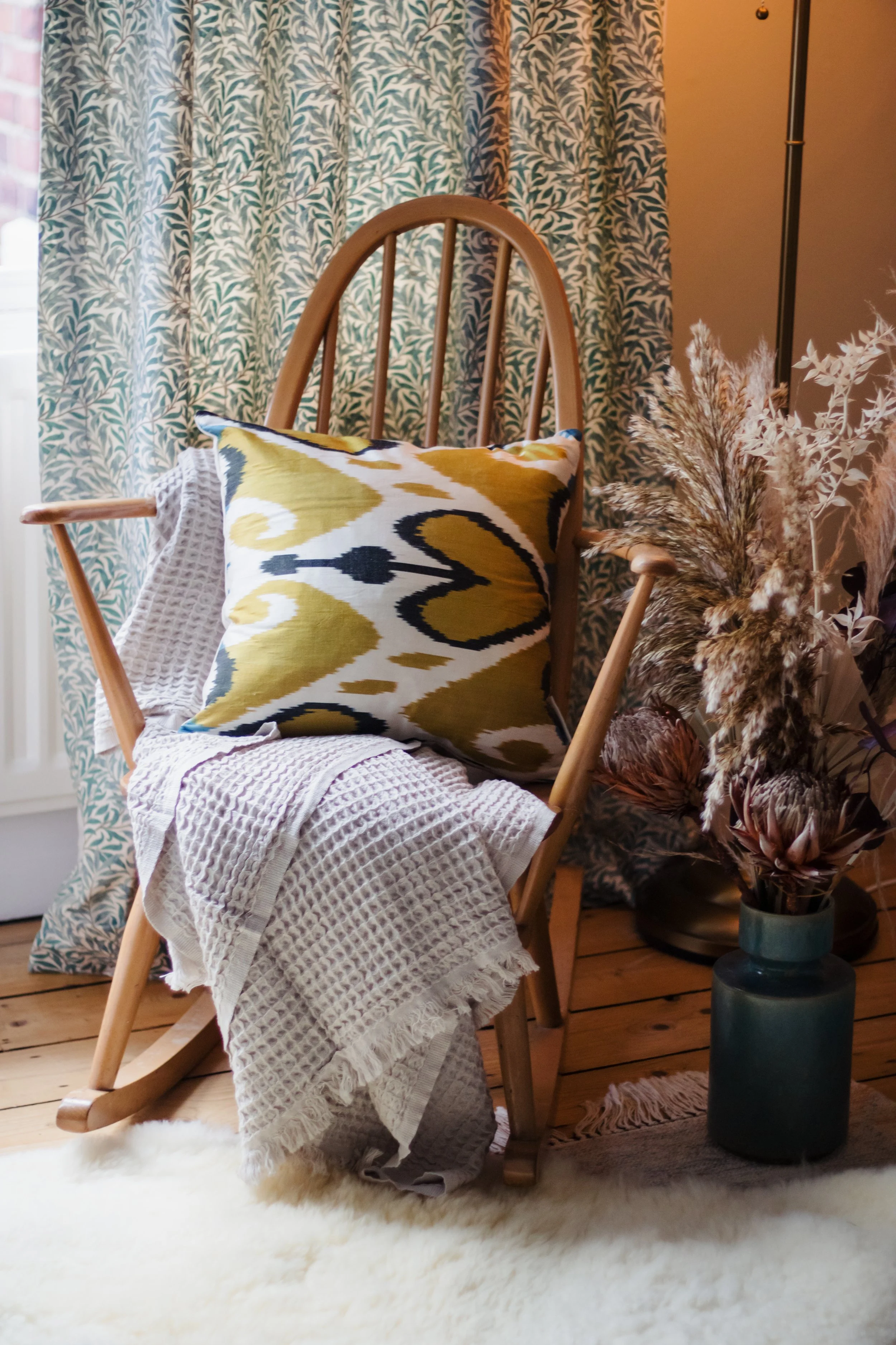 Silk Ikat Ochre Heart Cushion.jpg