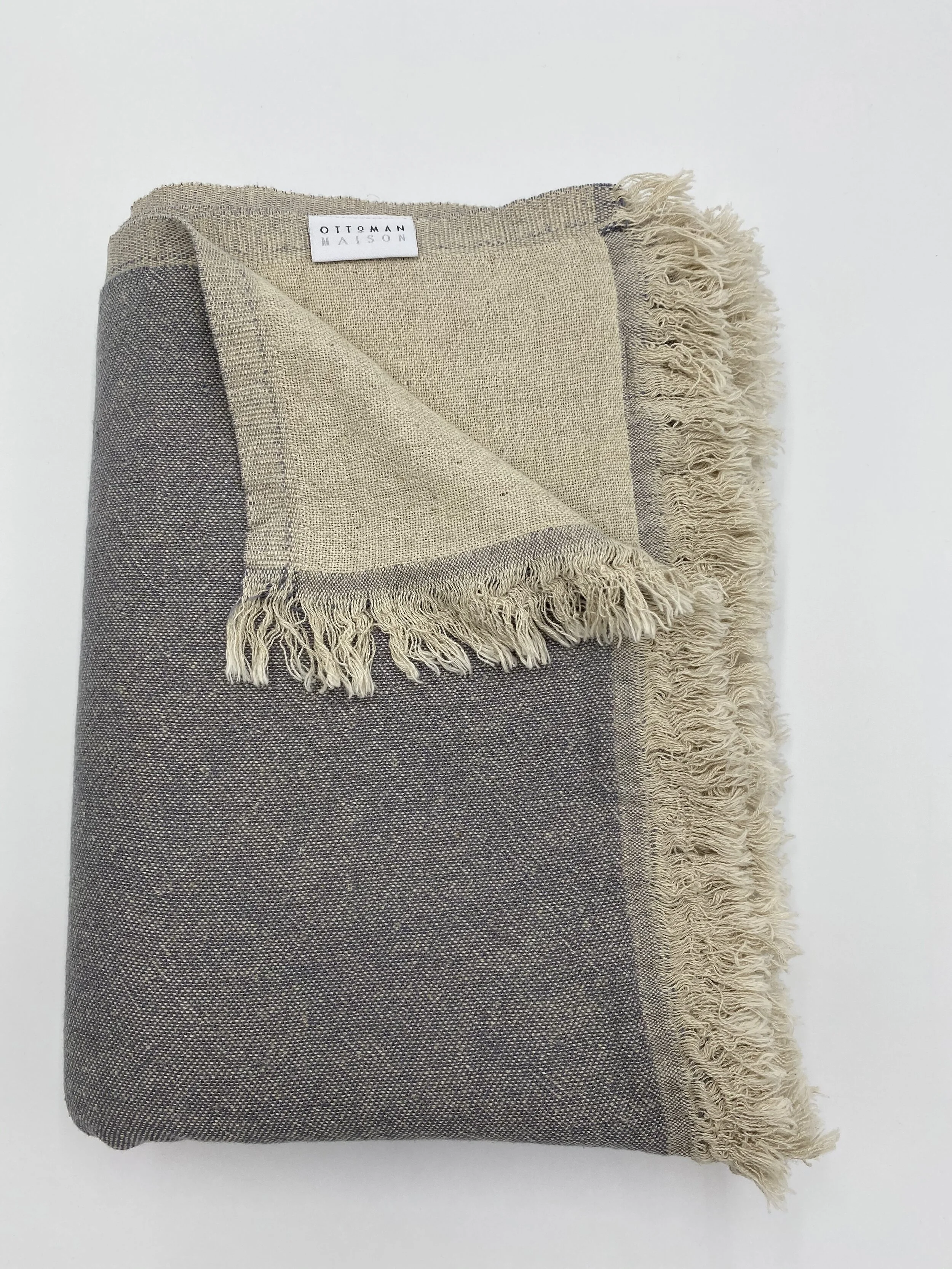 Grey luxury linen blanket