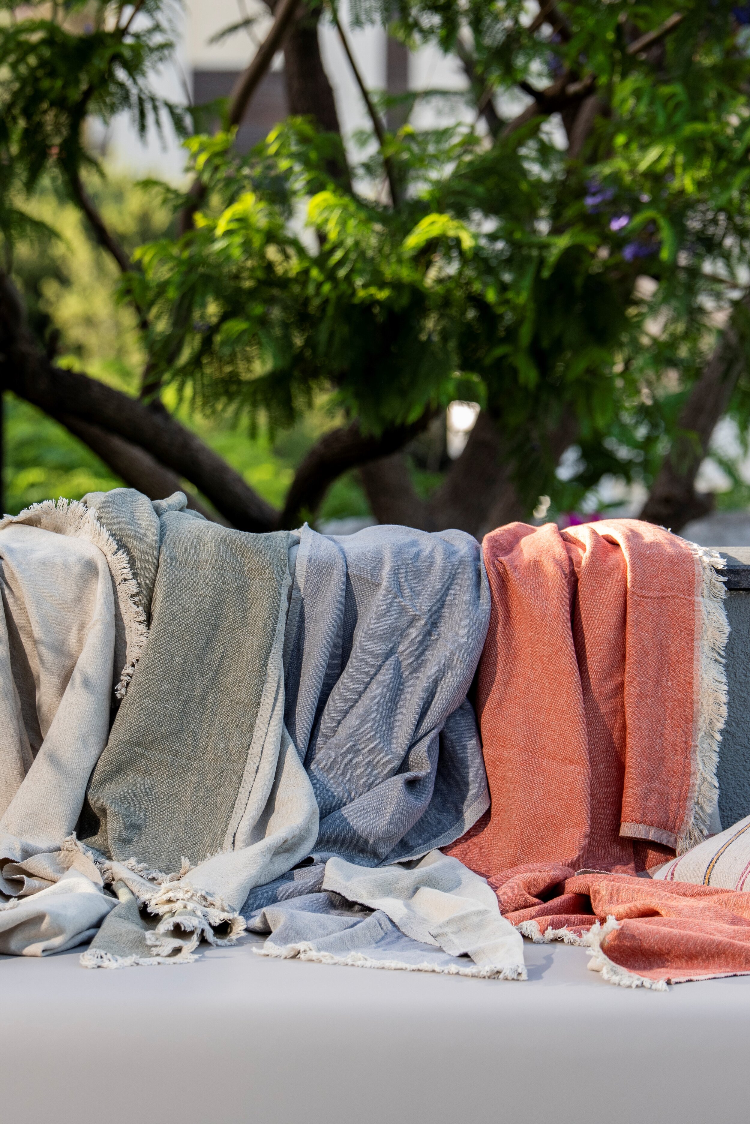 Terracotta luxury linen blanket