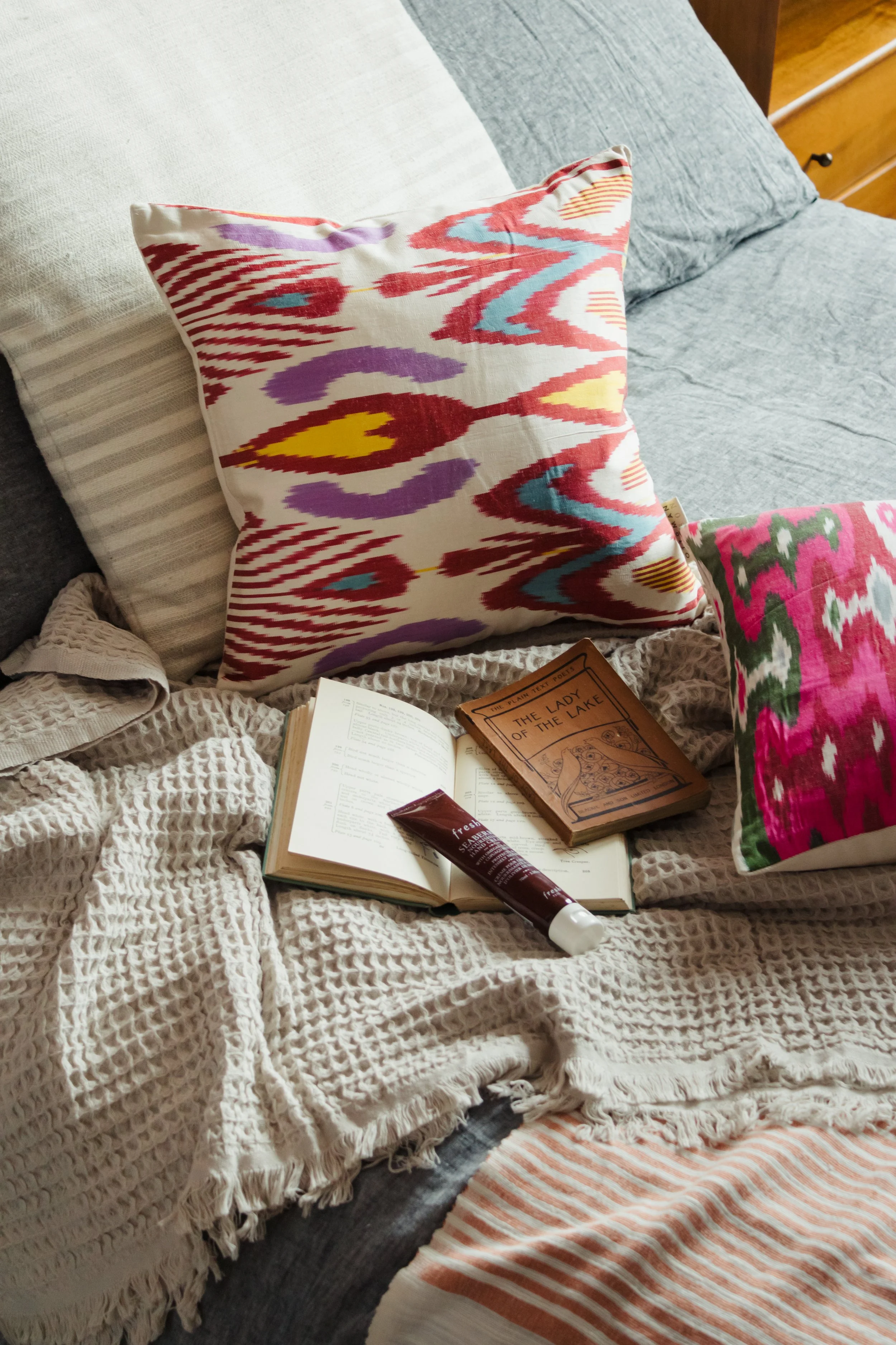 Ikat Silk Cushions - Abstract Multi Coloured S25