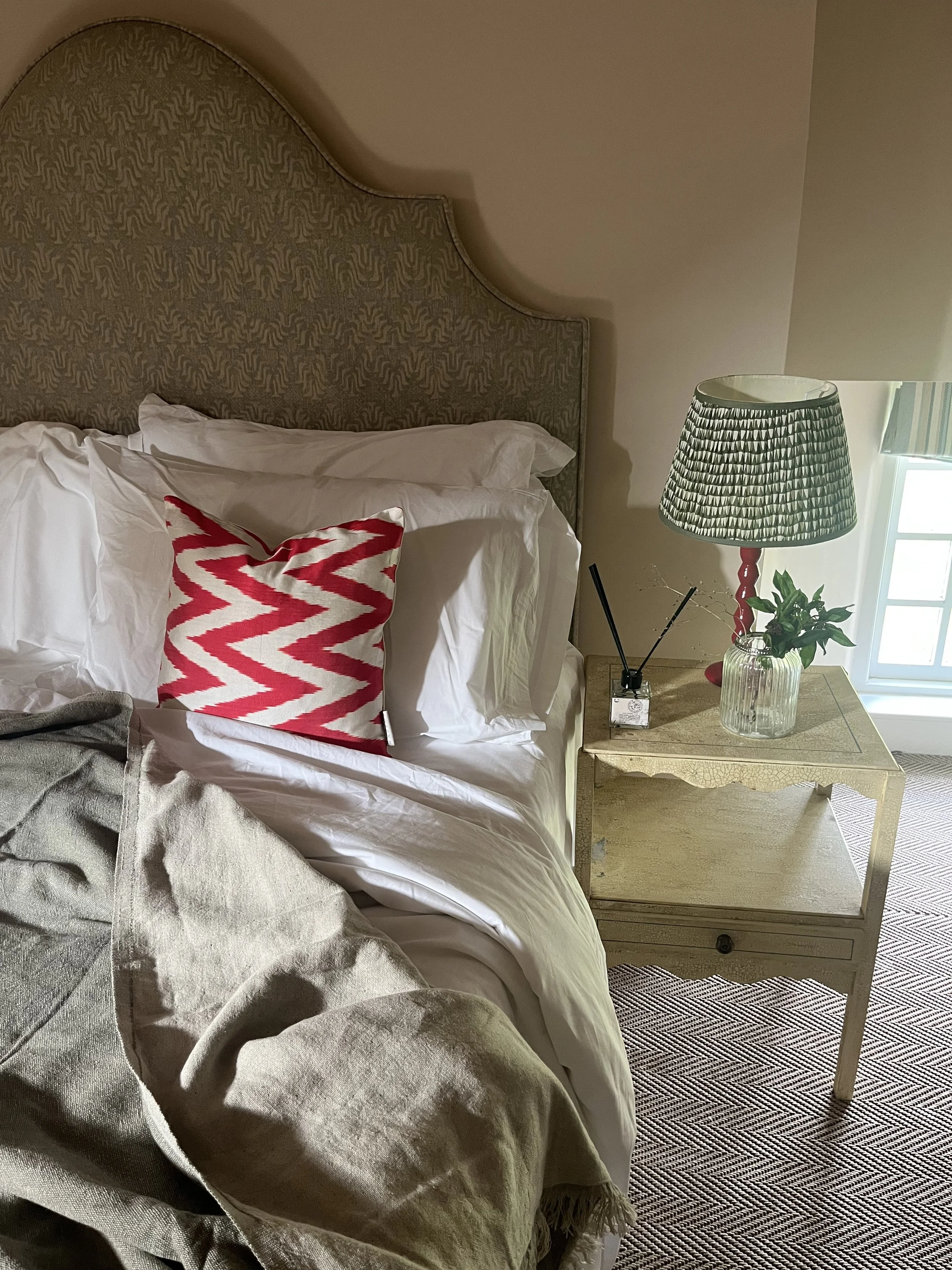Silk Ikat Cushion -   Coral zigzag (S45)