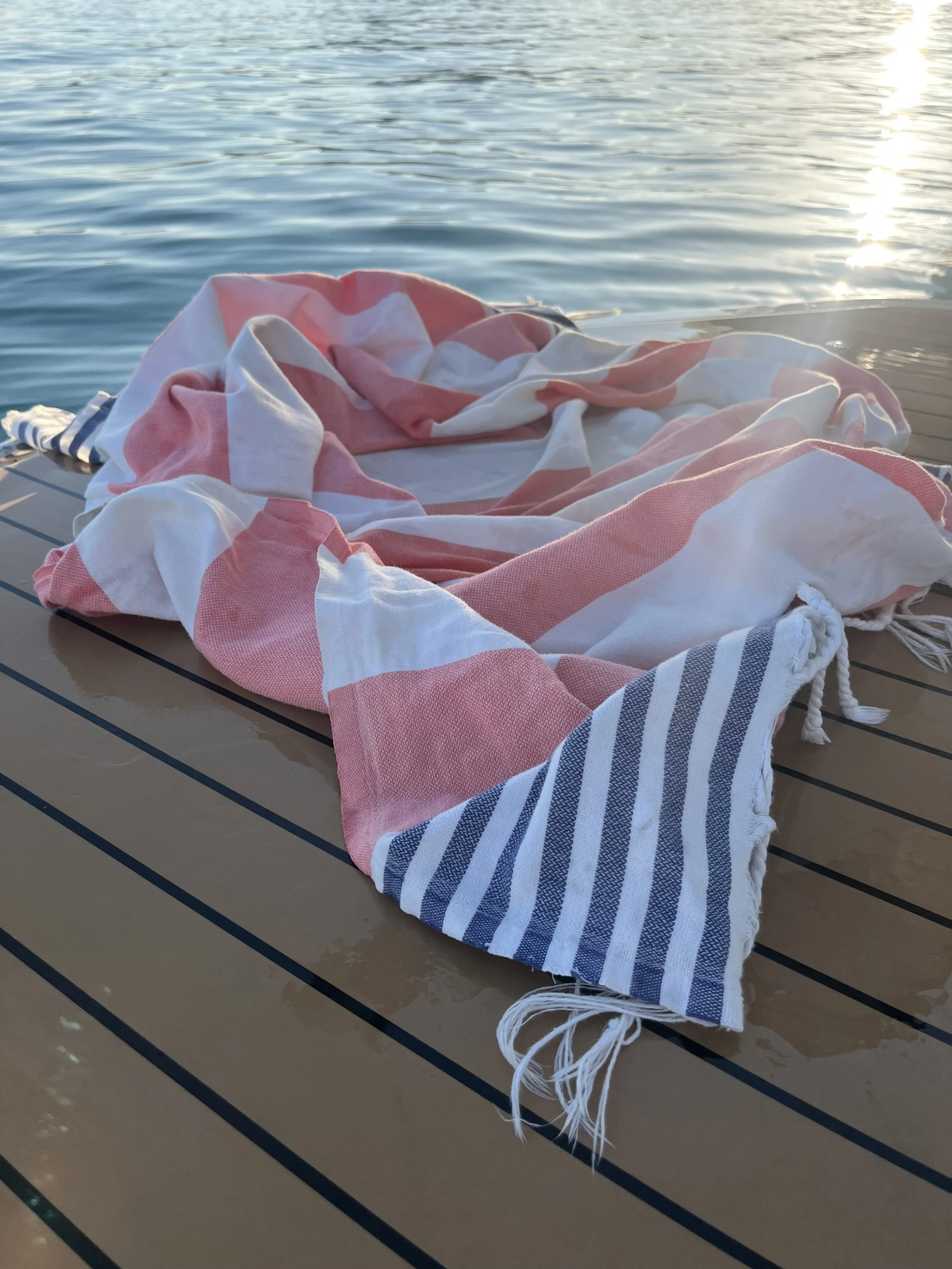 Padstow Peshtemal (Turkish towel) - Coral / Navy
