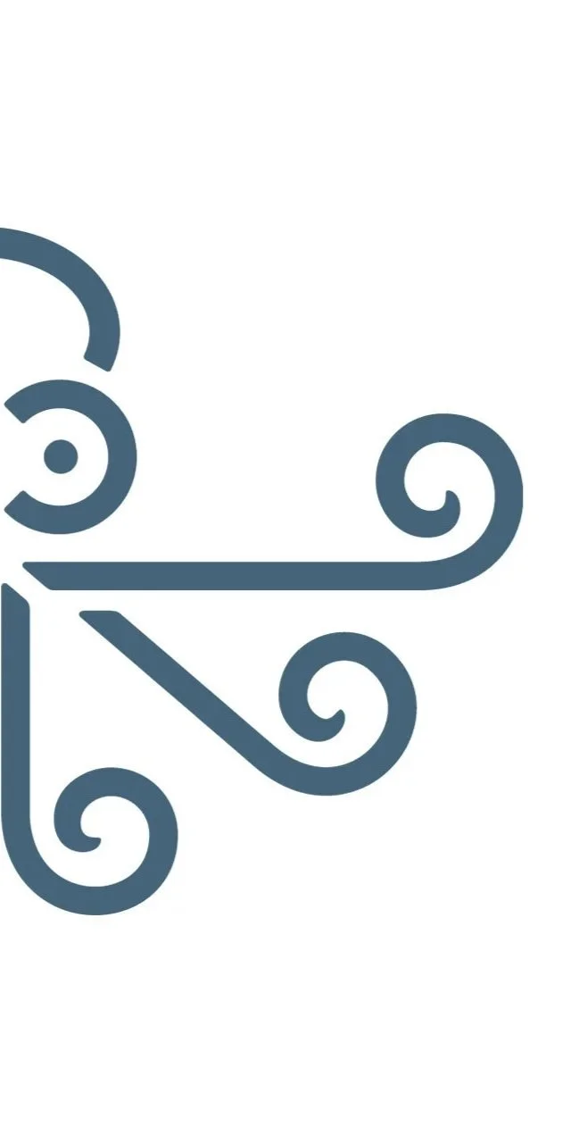 Decorative black scrollwork on a white background.