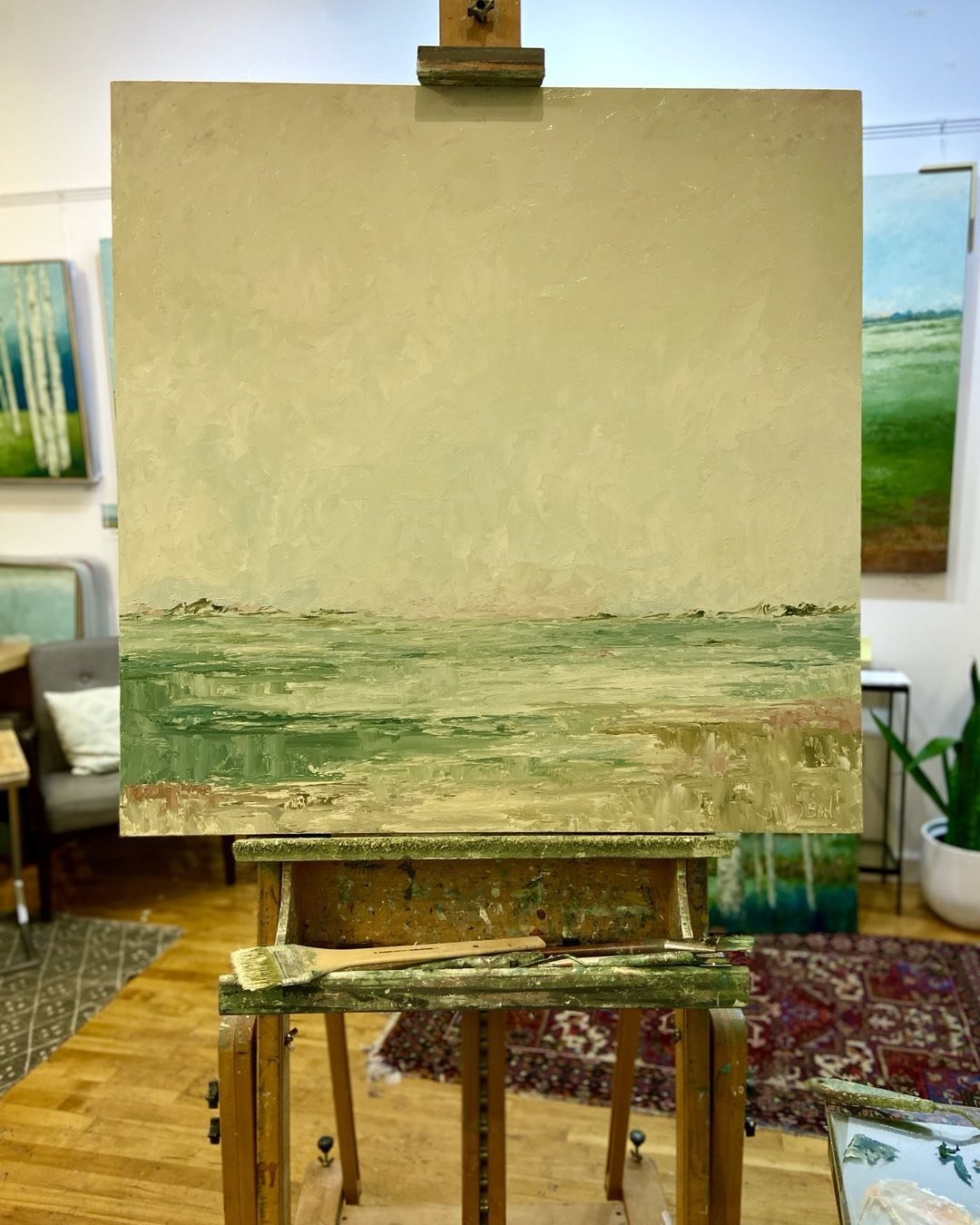On the easel yesterday&hellip;. Loaded with texture!
30X30&rdquo;, Oil on Wood Panel. 

#ontheeasel #dilworthartisanstation #janinemedlinfineart #studioprocess #charlotteart