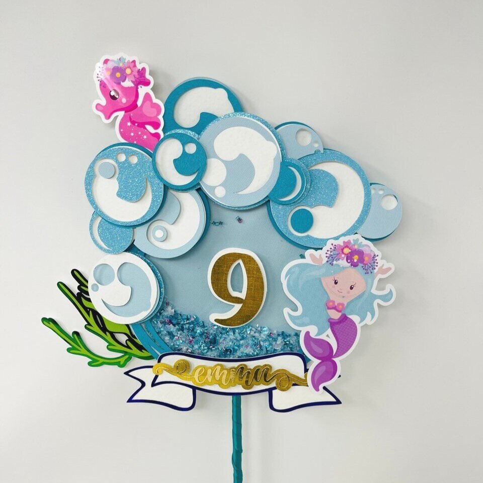 Water / Bubbles Theme Cake Topper Shaker Layered SVG Pack with Bonus Axolotl  — The Useless Crafter
