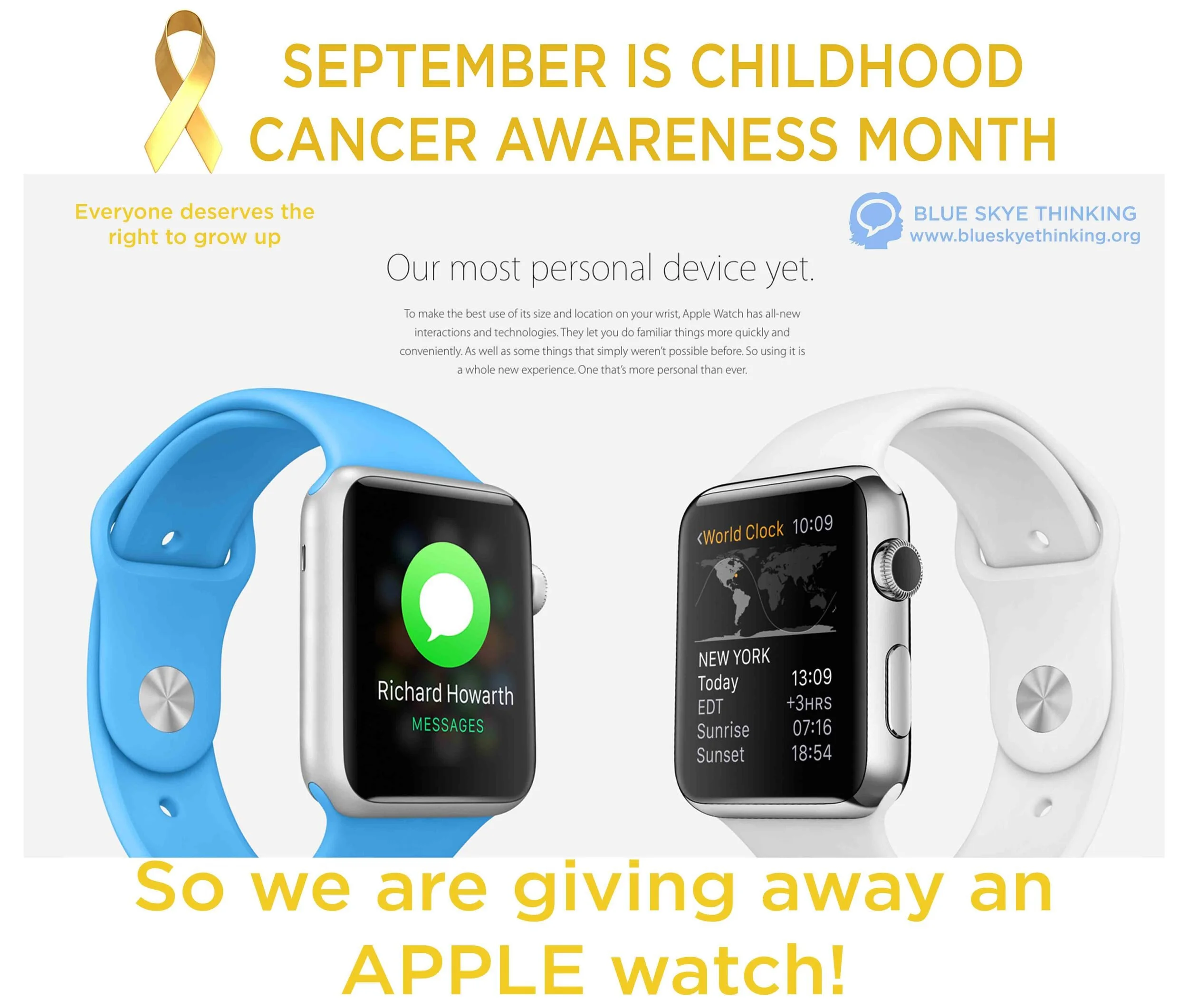 SEPTEMBER is Childhood Cancer Awareness Month - Win an APPLE watch!!!