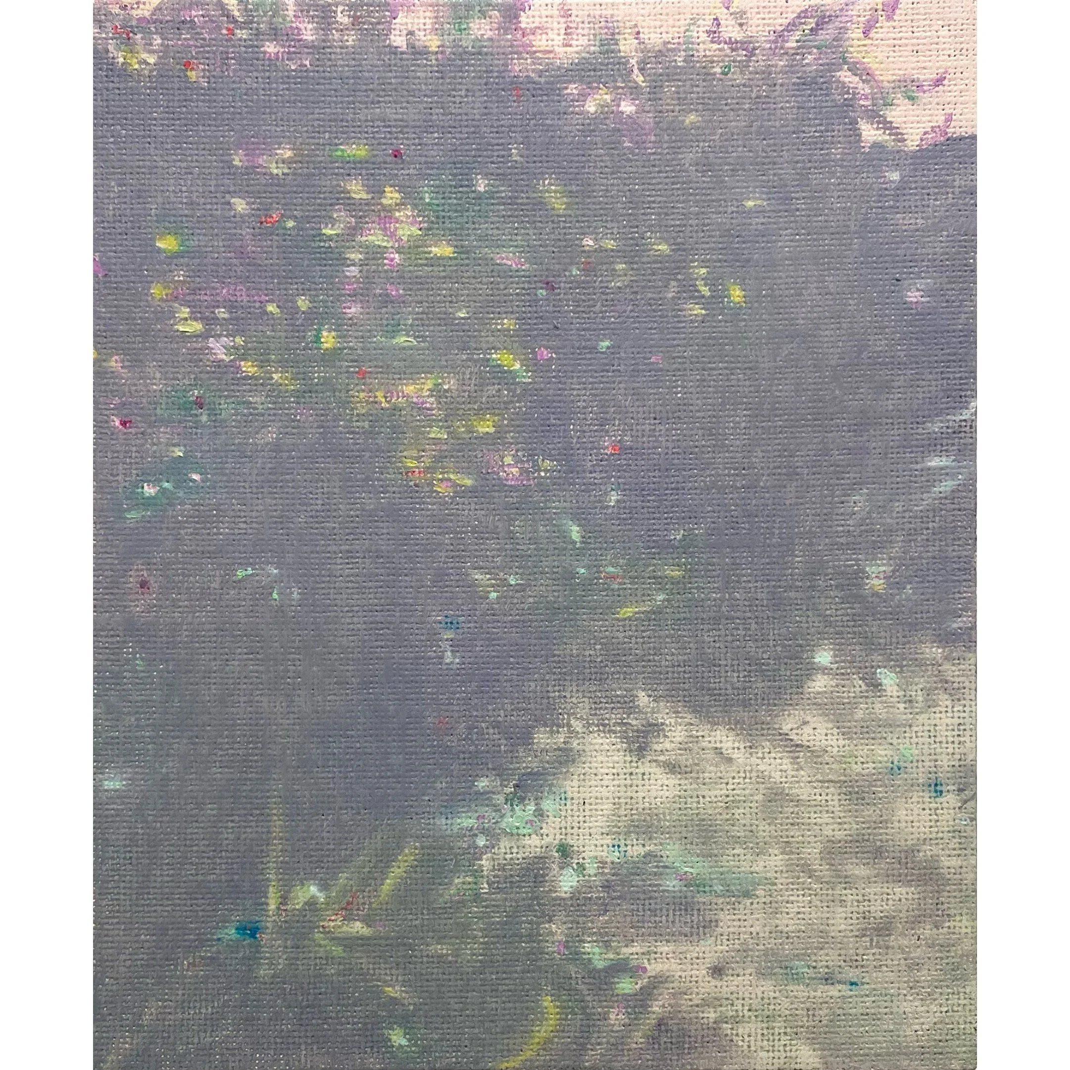 'Temenos' oil on jute, 30 x 25cm, 2026