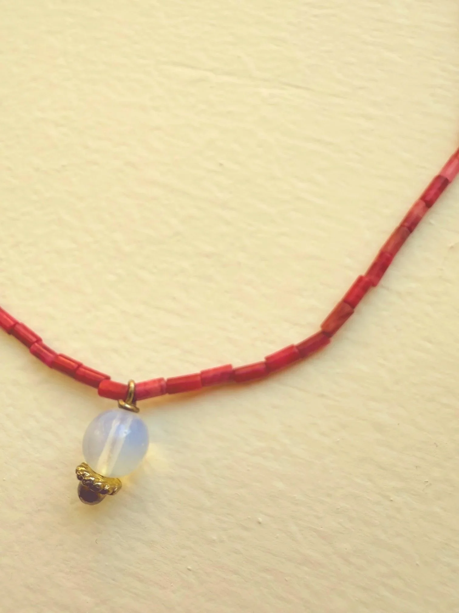 Coral & Moonstone Necklace